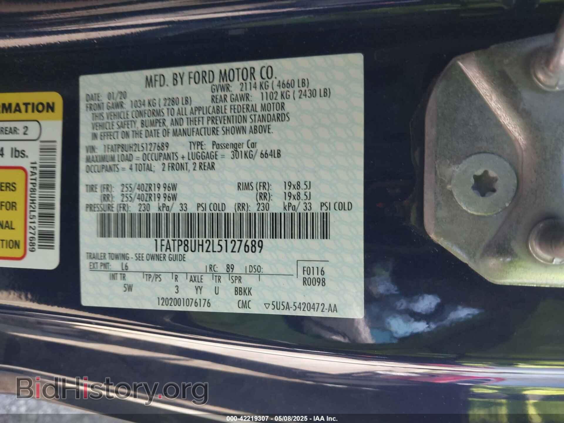 2020 FORD MUSTANG - VIN: 1FATP8UH2L5127689 - Фото 9