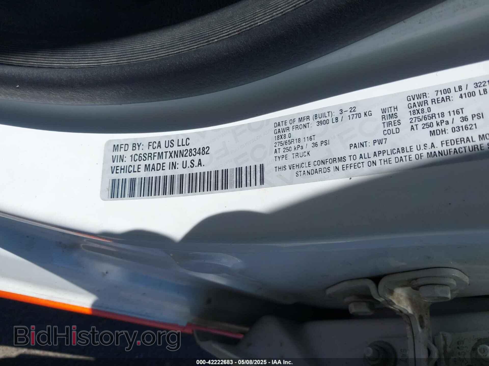 2022 RAM 1500 - VIN: 1C6SRFMTXNN283482 - Фото 4