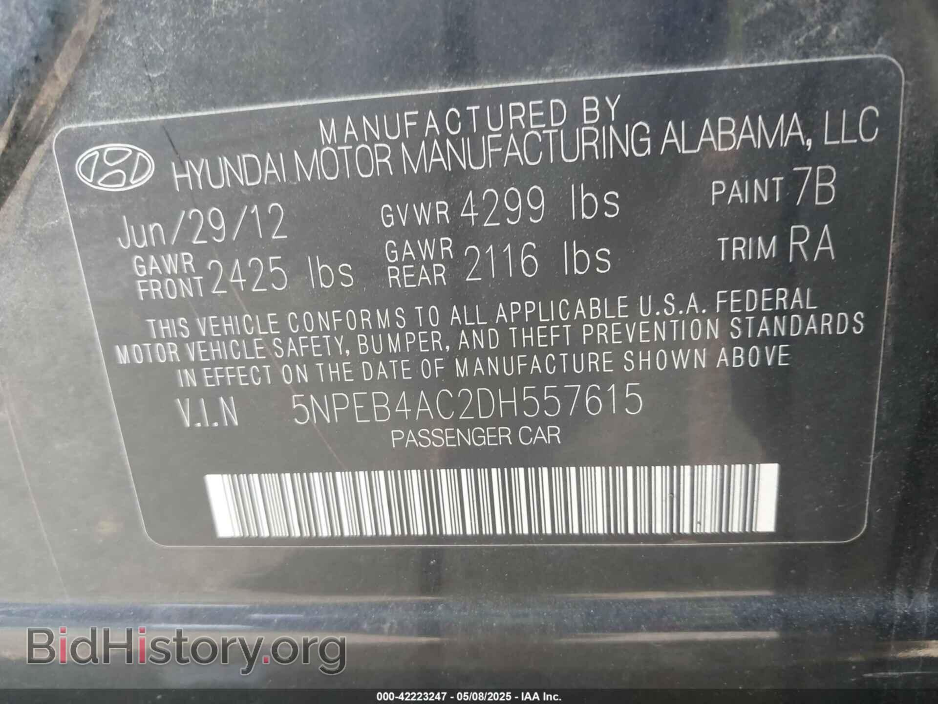 2013 HYUNDAI SONATA - VIN: 5NPEB4AC2DH557615 - Фото 9
