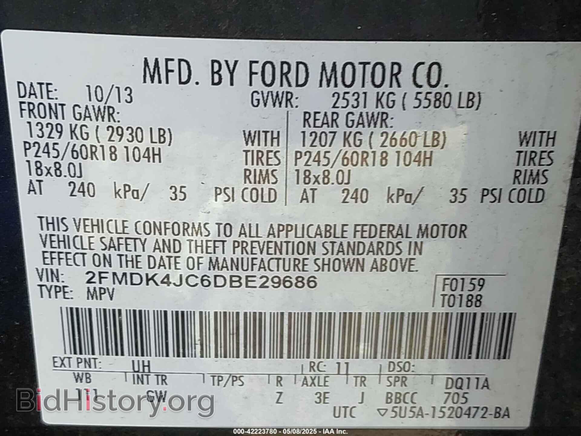 2013 FORD EDGE - VIN: 2FMDK4JC6DBE29686 - Фото 9