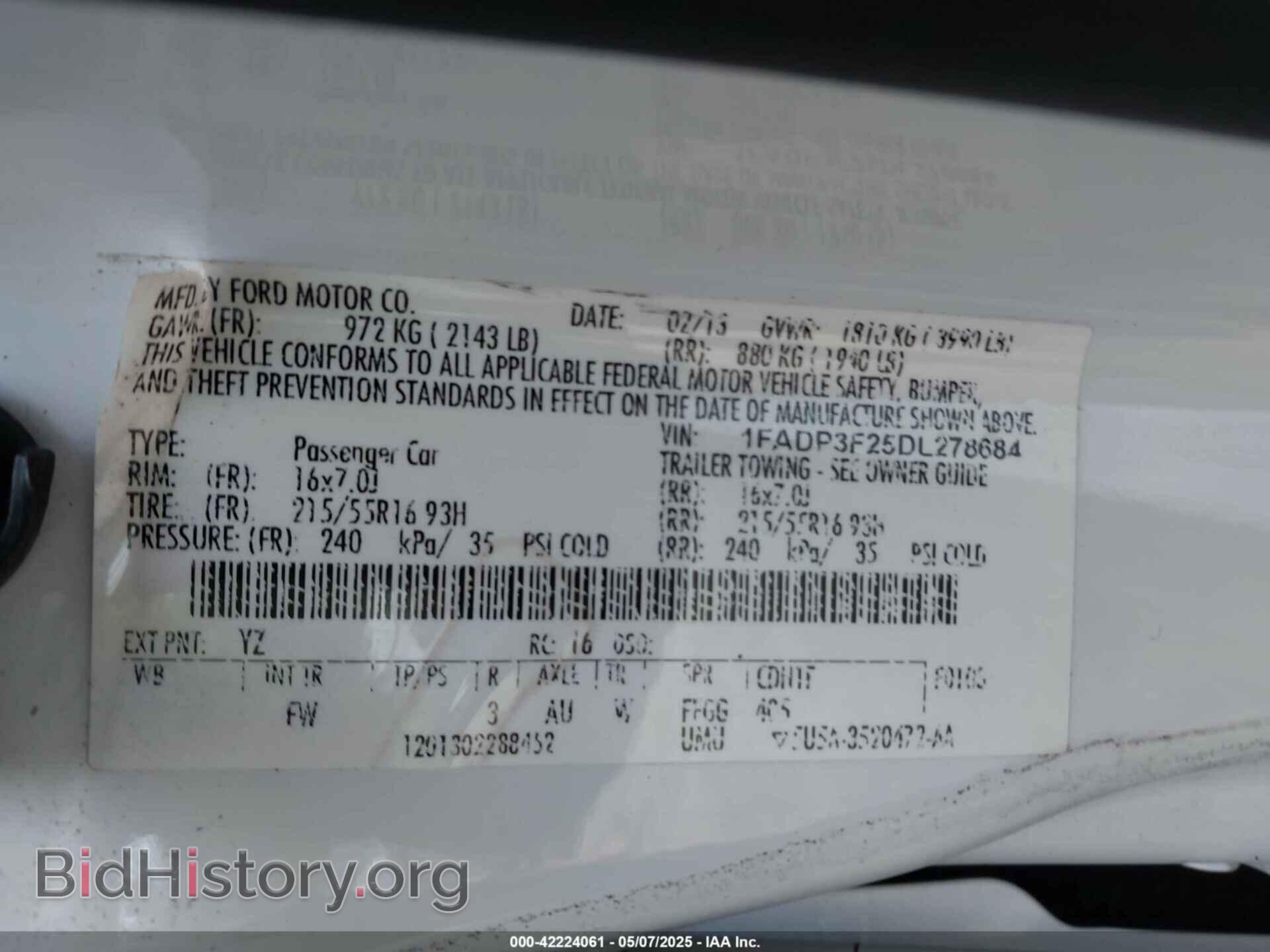 2013 FORD FOCUS - VIN: 1FADP3F25DL278684 - Фото 9