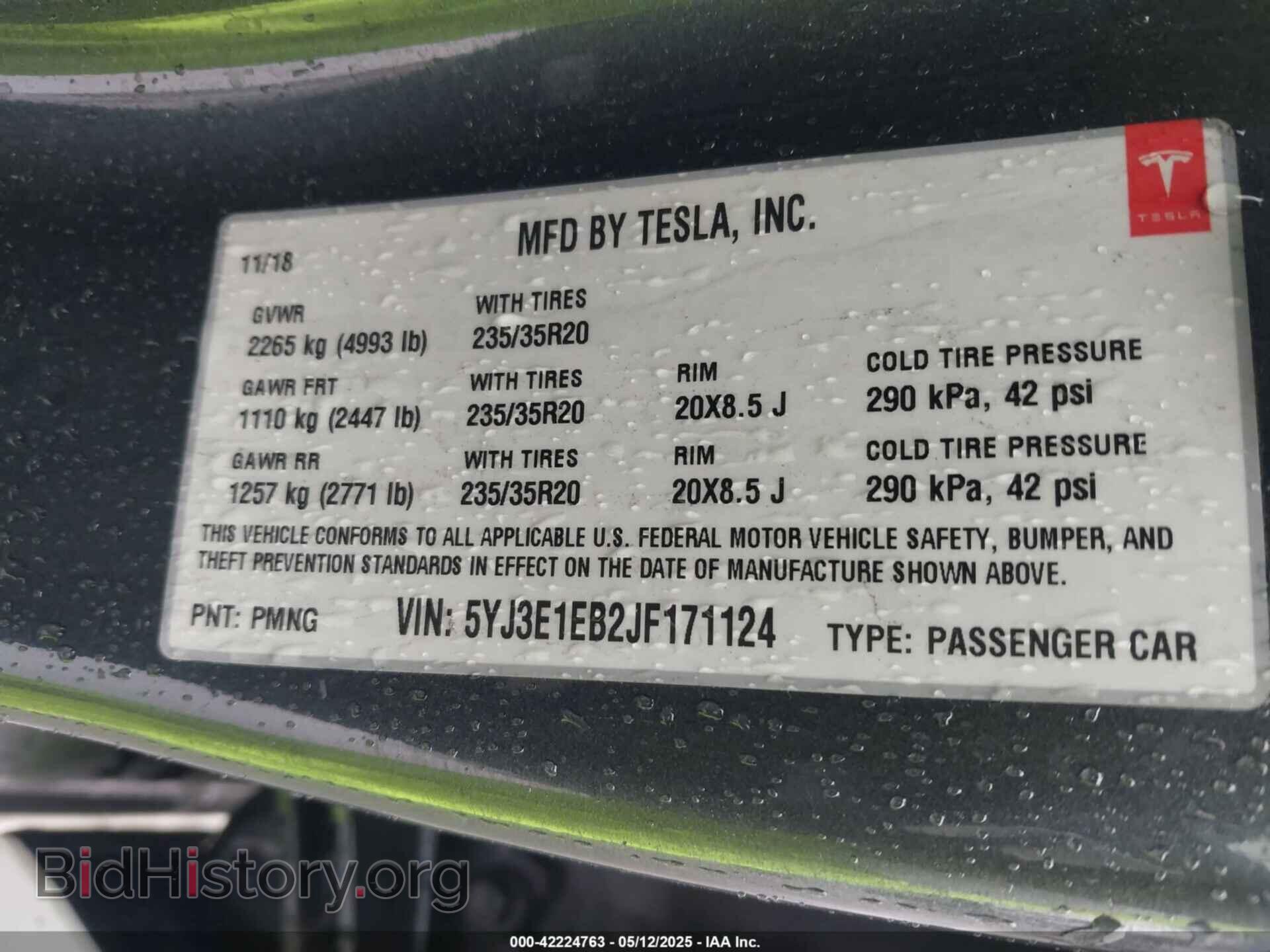 2018 TESLA MODEL 3 - VIN: 5YJ3E1EB2JF171124 - Photo 9