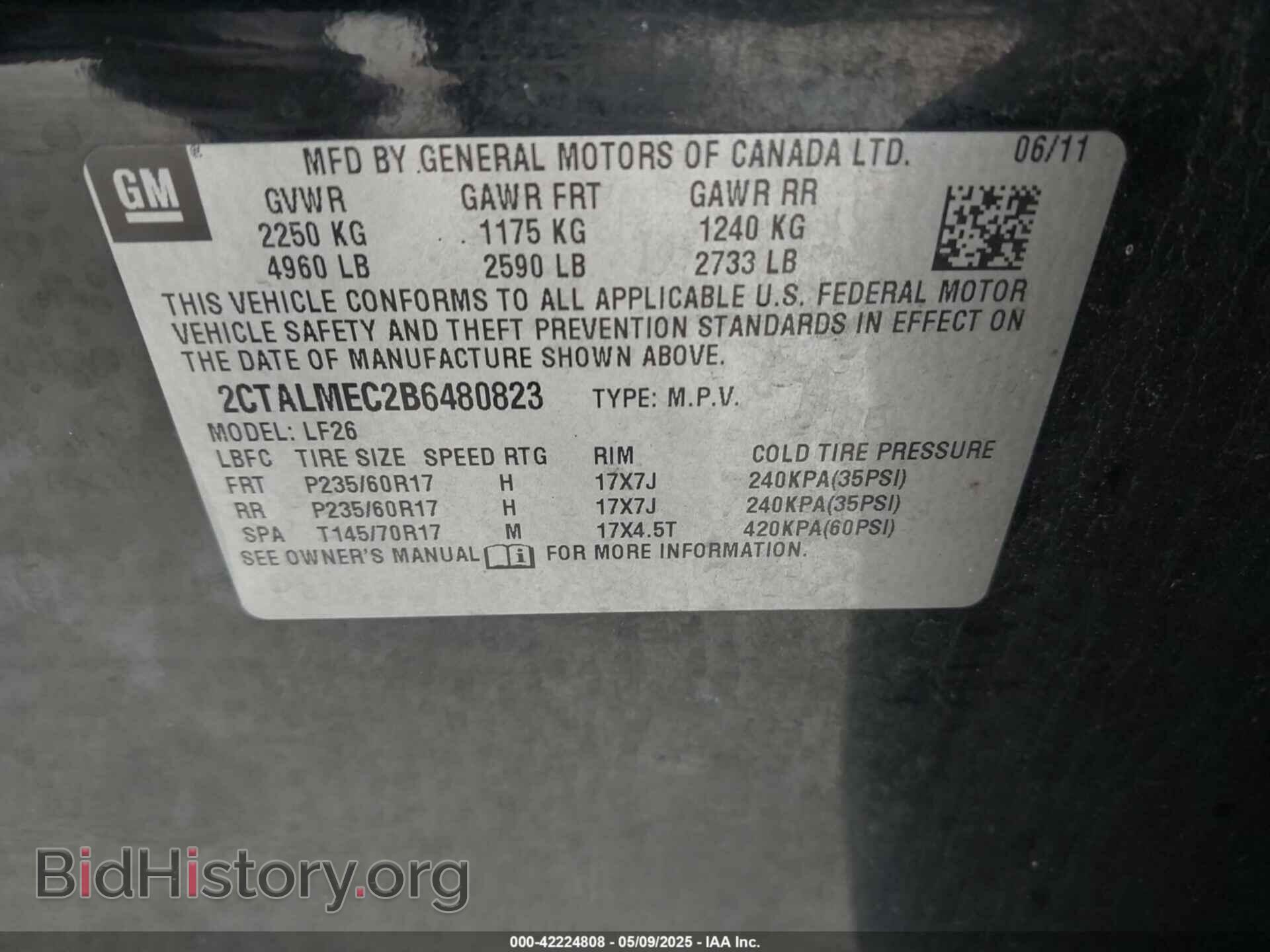 2011 GMC TERRAIN - VIN: 2CTALMEC2B6480823 - Photo 9