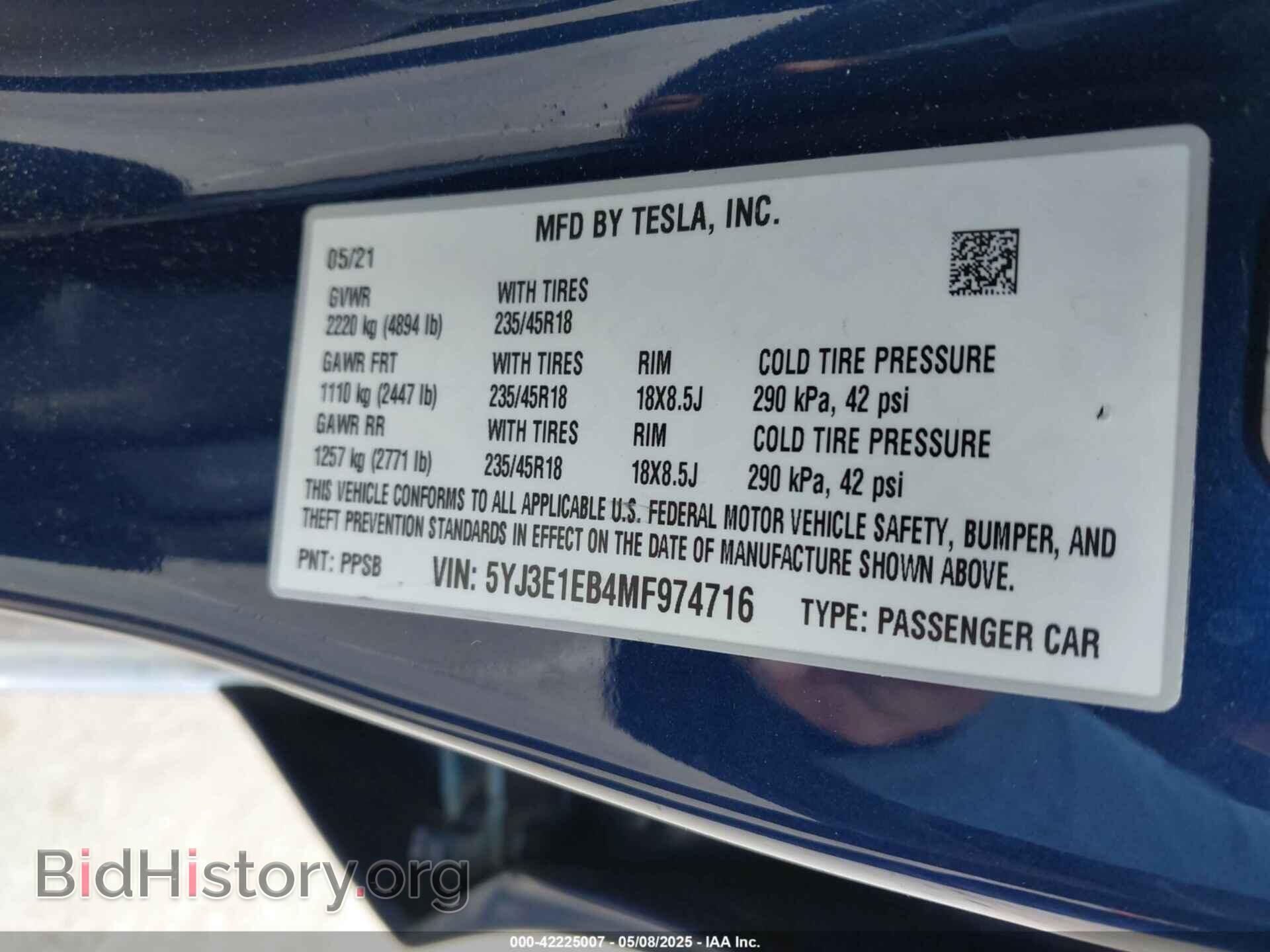 2021 TESLA MODEL 3 - VIN: 5YJ3E1EB4MF974716 - Фото 9