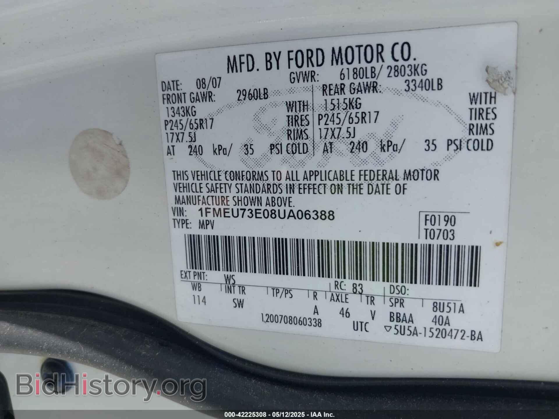 2008 FORD EXPLORER - VIN: 1FMEU73E08UA06388 - Фото 9