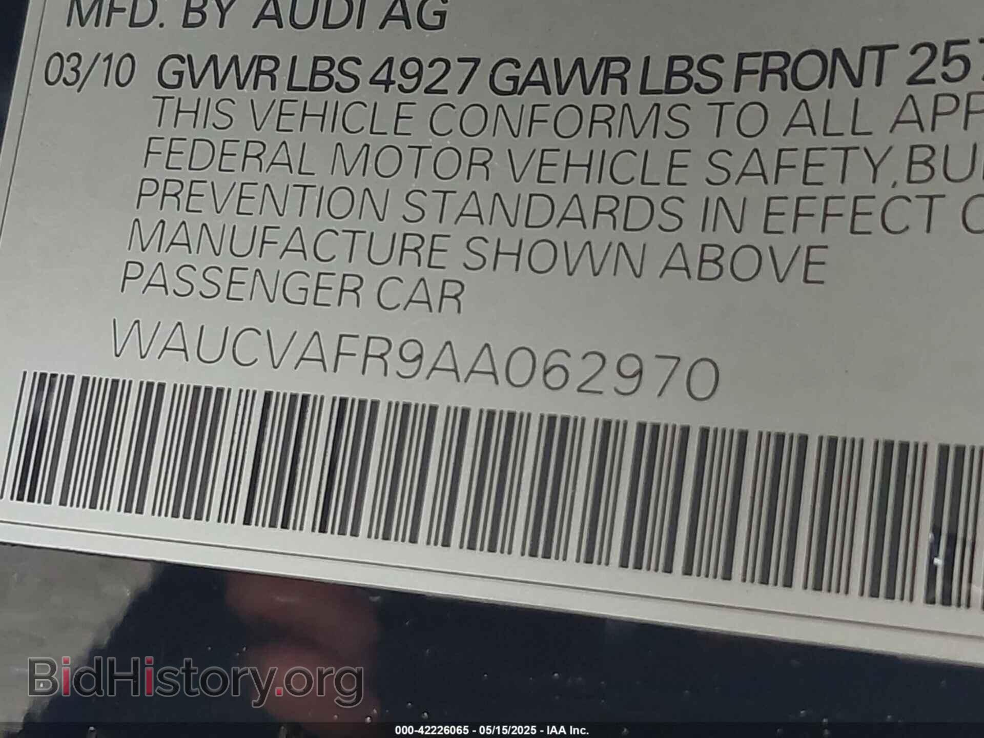 2010 AUDI S5 - VIN: WAUCVAFR9AA062970 - Фото 9
