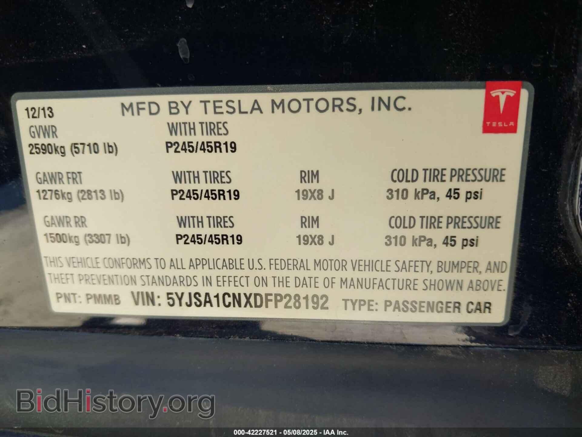 2013 TESLA MODEL S - VIN: 5YJSA1CNXDFP28192 - Photo 9