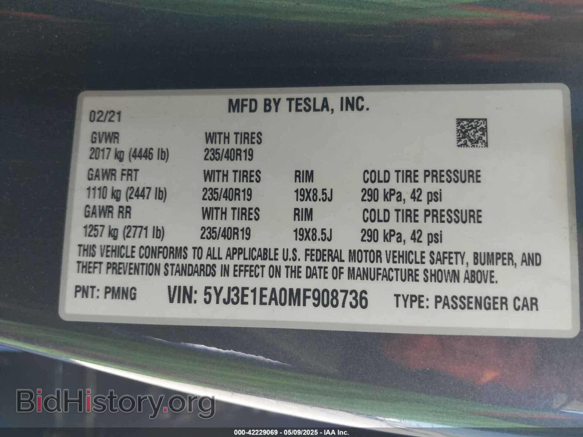 2021 TESLA MODEL 3 - VIN: 5YJ3E1EA0MF908736 - Фото 9