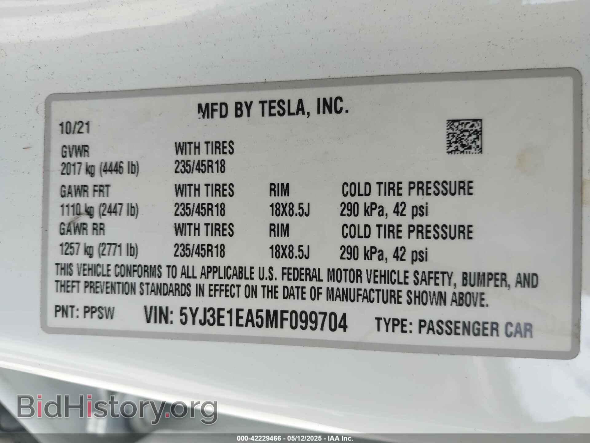 2021 TESLA MODEL 3 - VIN: 5YJ3E1EA5MF099704 - Photo 9