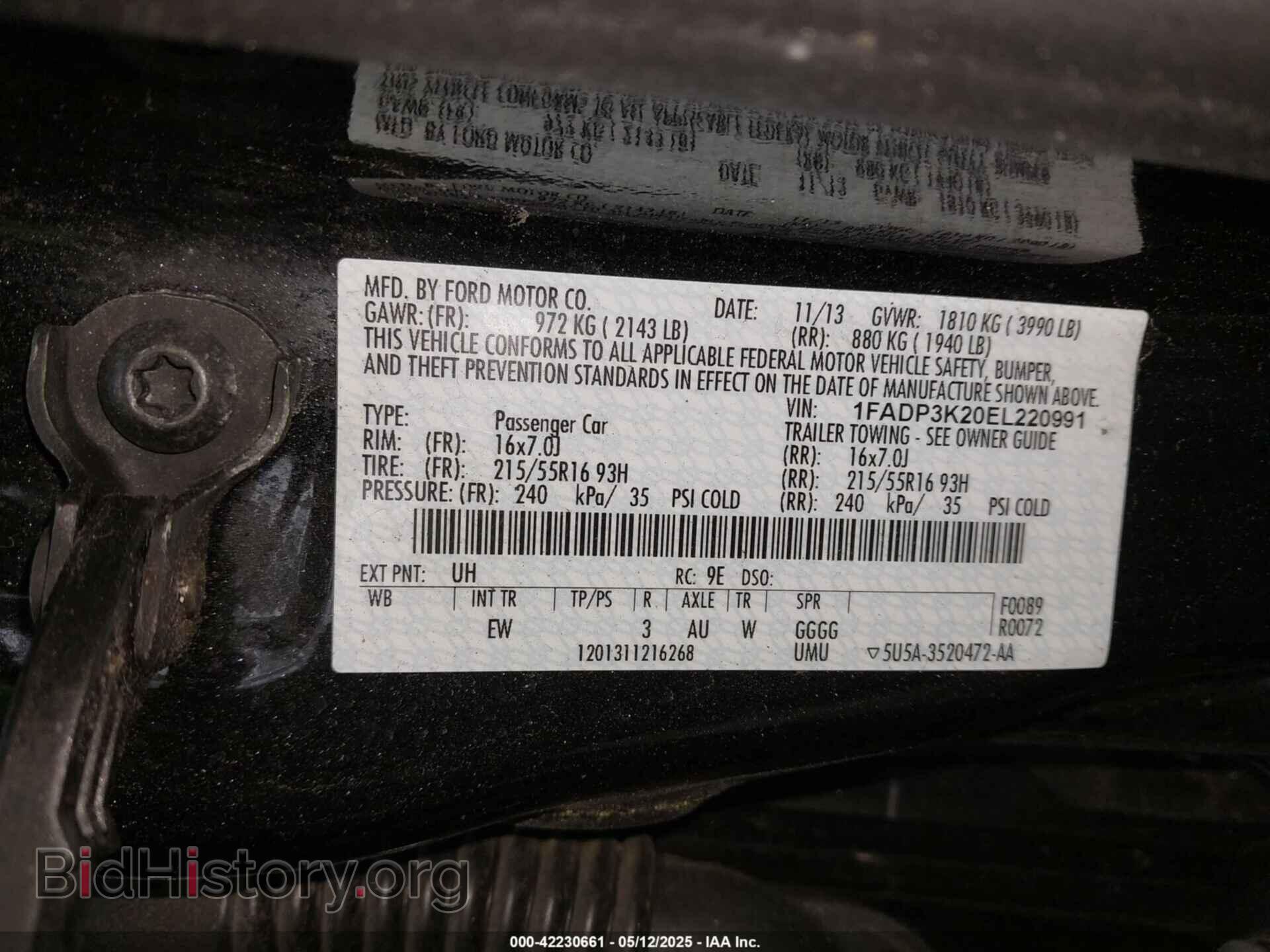2014 FORD FOCUS - VIN: 1FADP3K20EL220991 - Фото 9