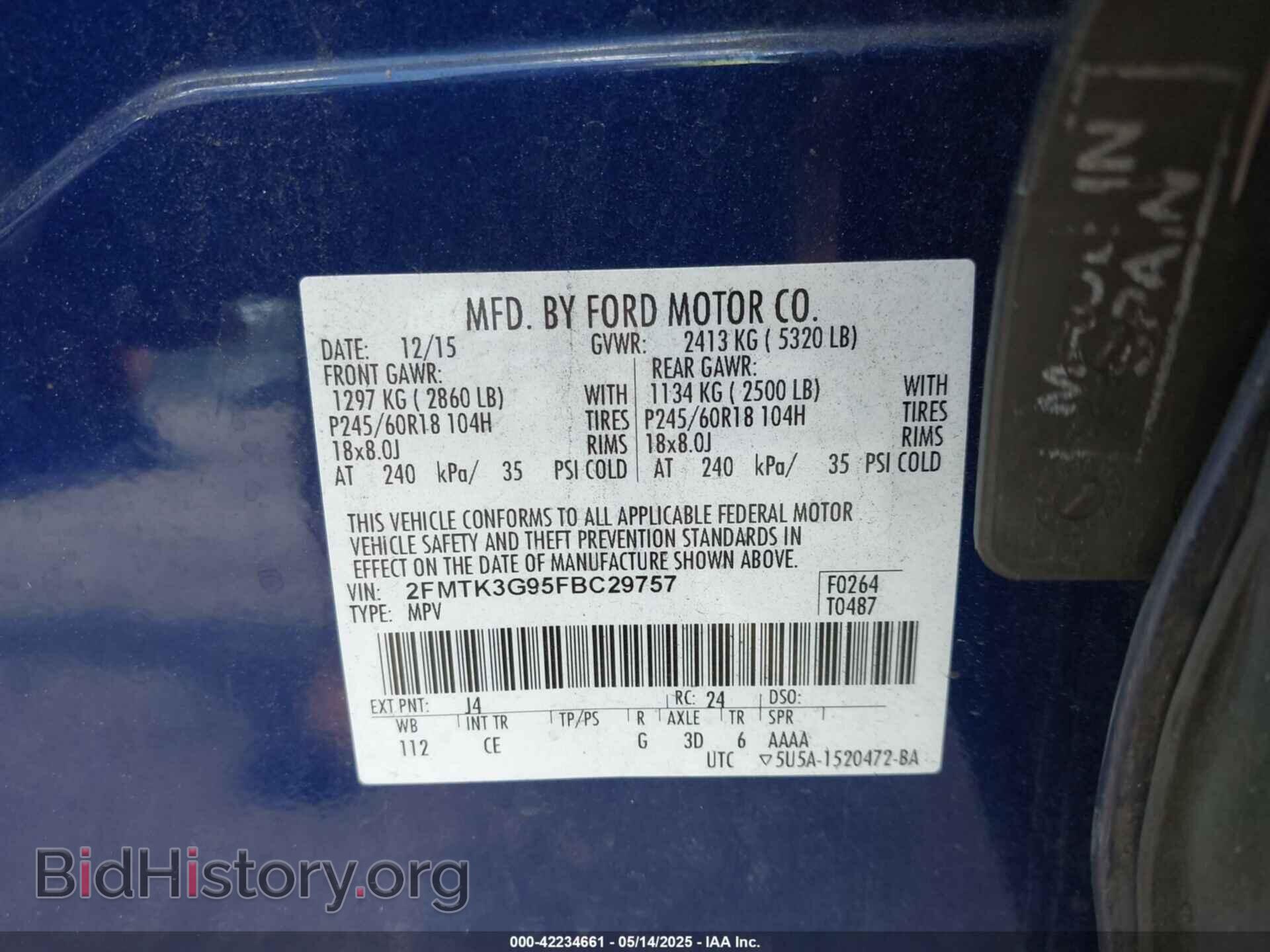 2015 FORD EDGE - VIN: 2FMTK3G95FBC29757 - Photo 9