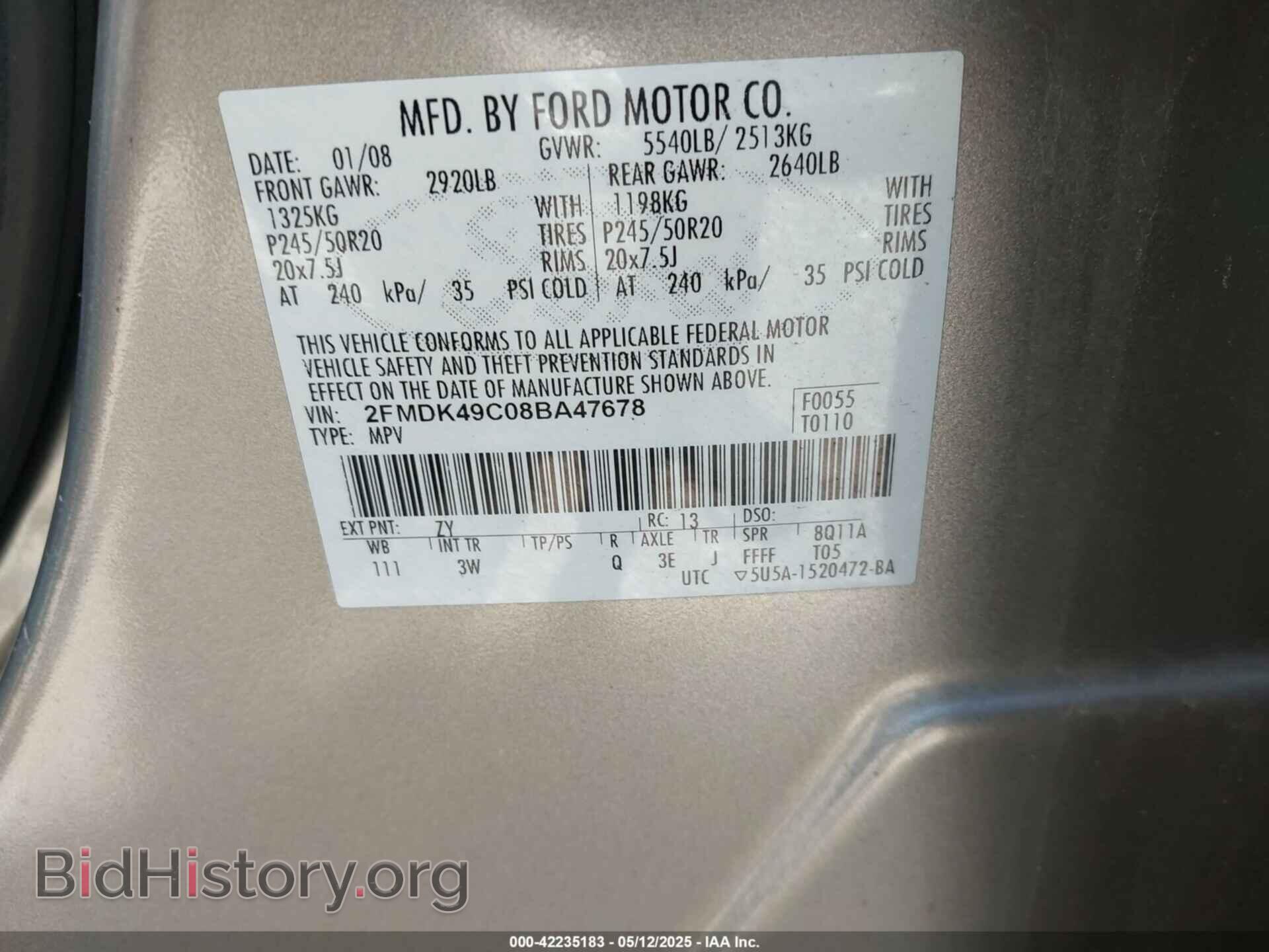 2008 FORD EDGE - VIN: 2FMDK49C08BA47678 - Фото 9