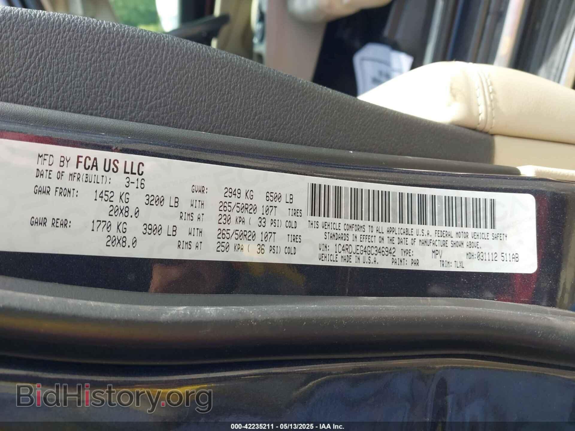2016 DODGE DURANGO - VIN: 1C4RDJEG4GC346942 - Photo 9