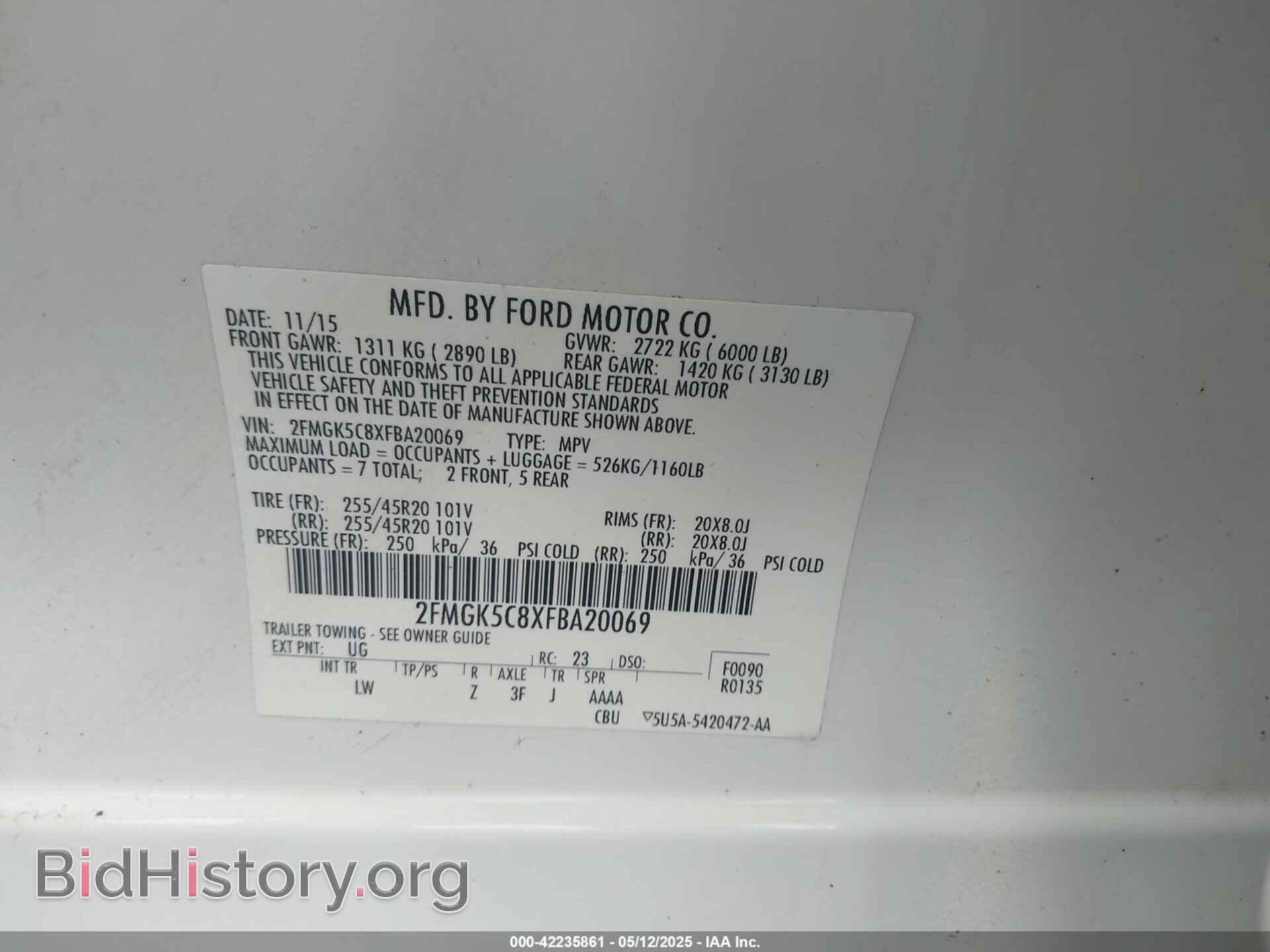 2015 FORD FLEX - VIN: 2FMGK5C8XFBA20069 - Photo 9