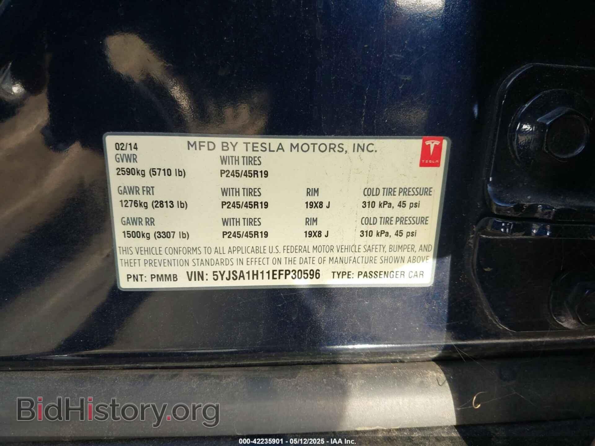 2014 TESLA MODEL S - VIN: 5YJSA1H11EFP30596 - Photo 9