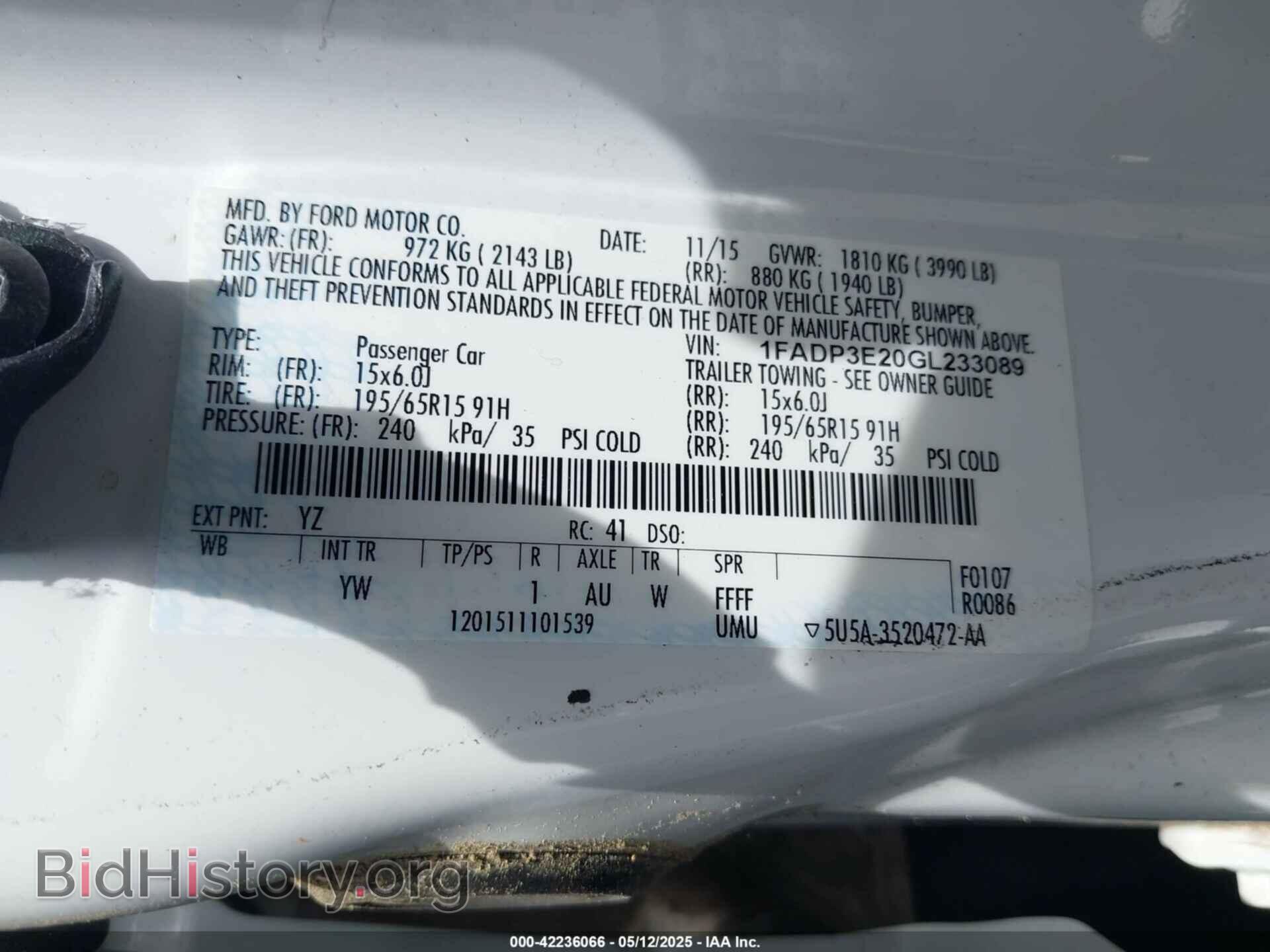 2016 FORD FOCUS - VIN: 1FADP3E20GL233089 - Фото 9