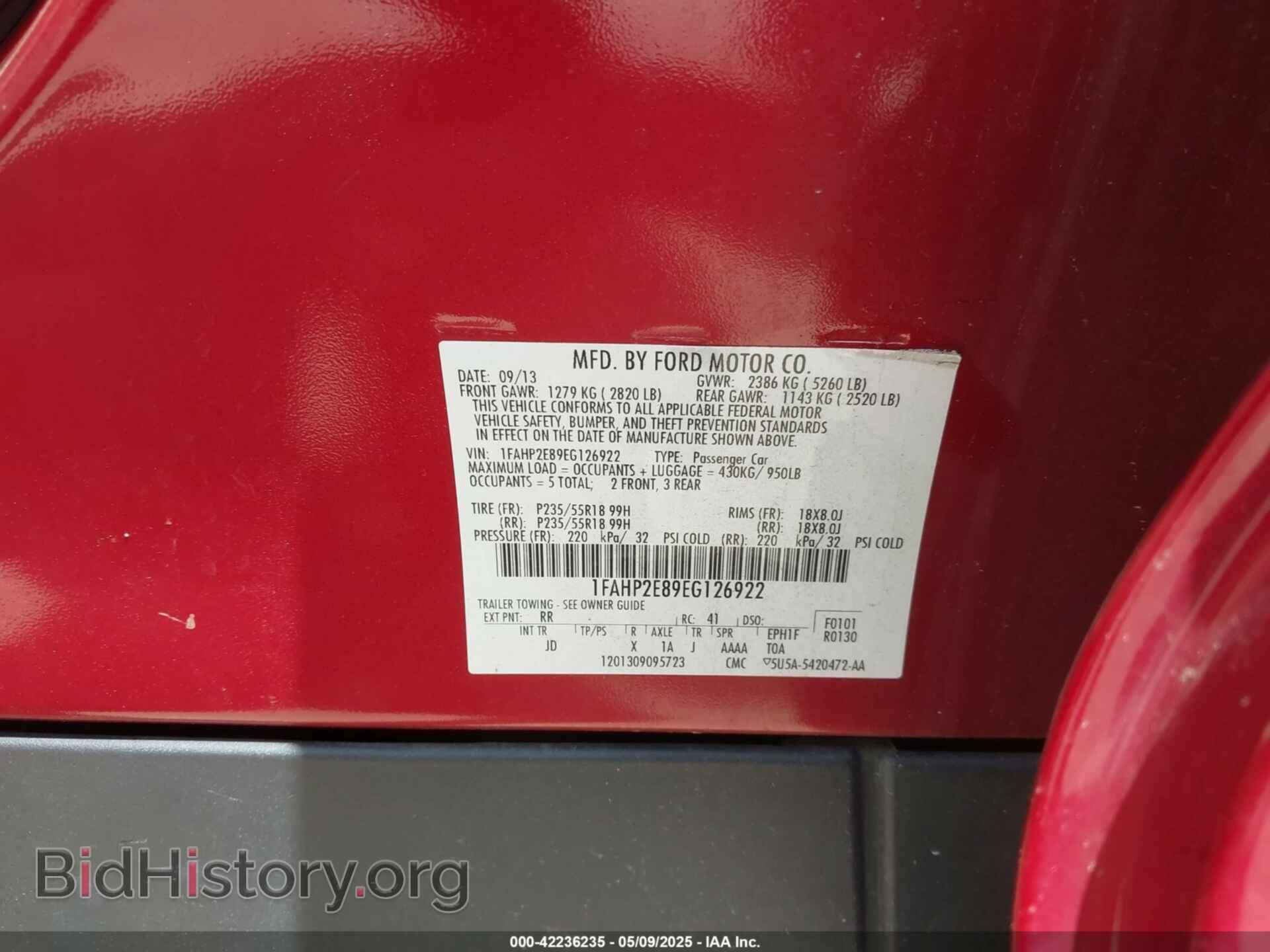 2014 FORD TAURUS - VIN: 1FAHP2E89EG126922 - Фото 9