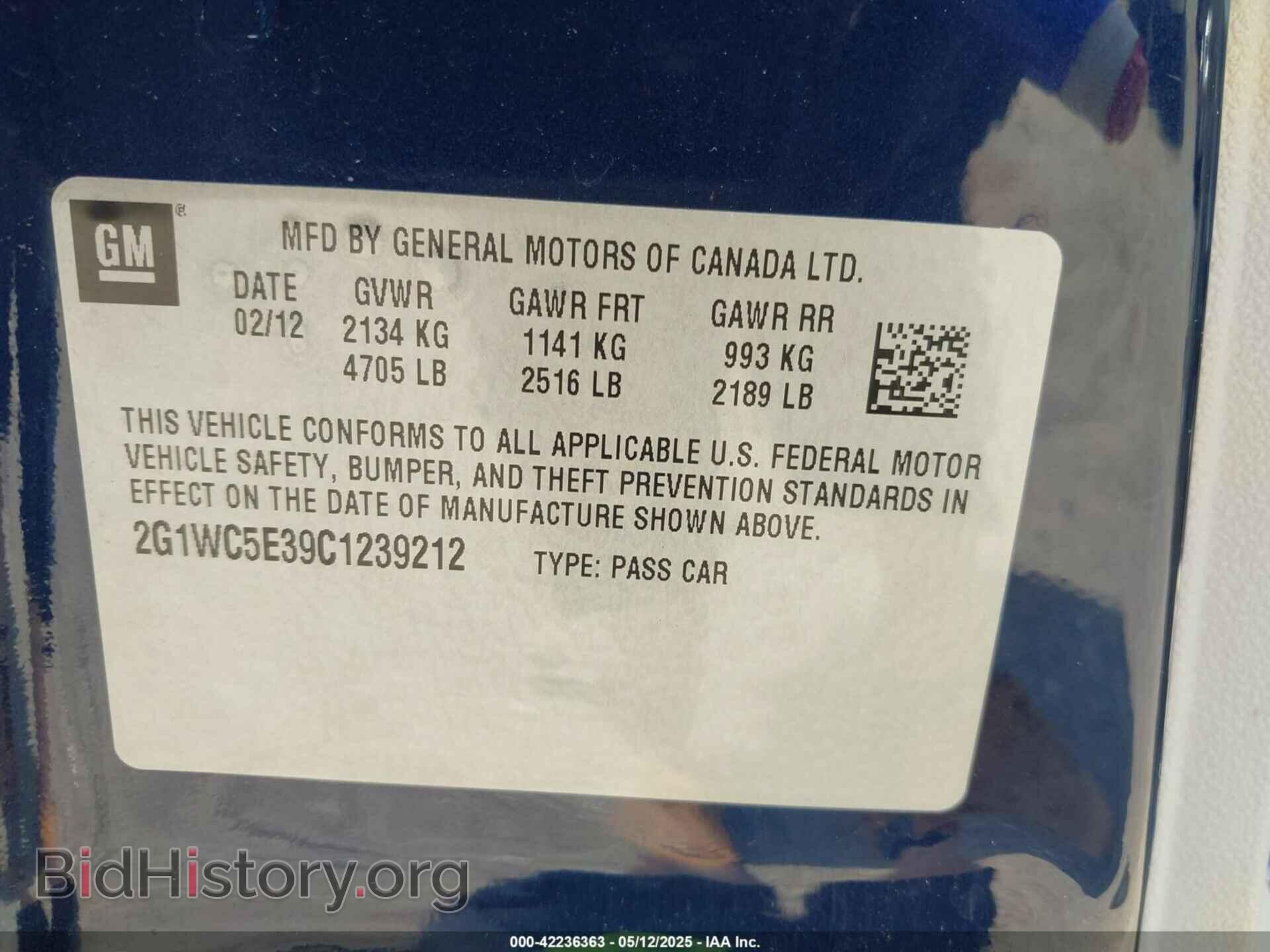 2012 CHEVROLET IMPALA - VIN: 2G1WC5E39C1239212 - Фото 9