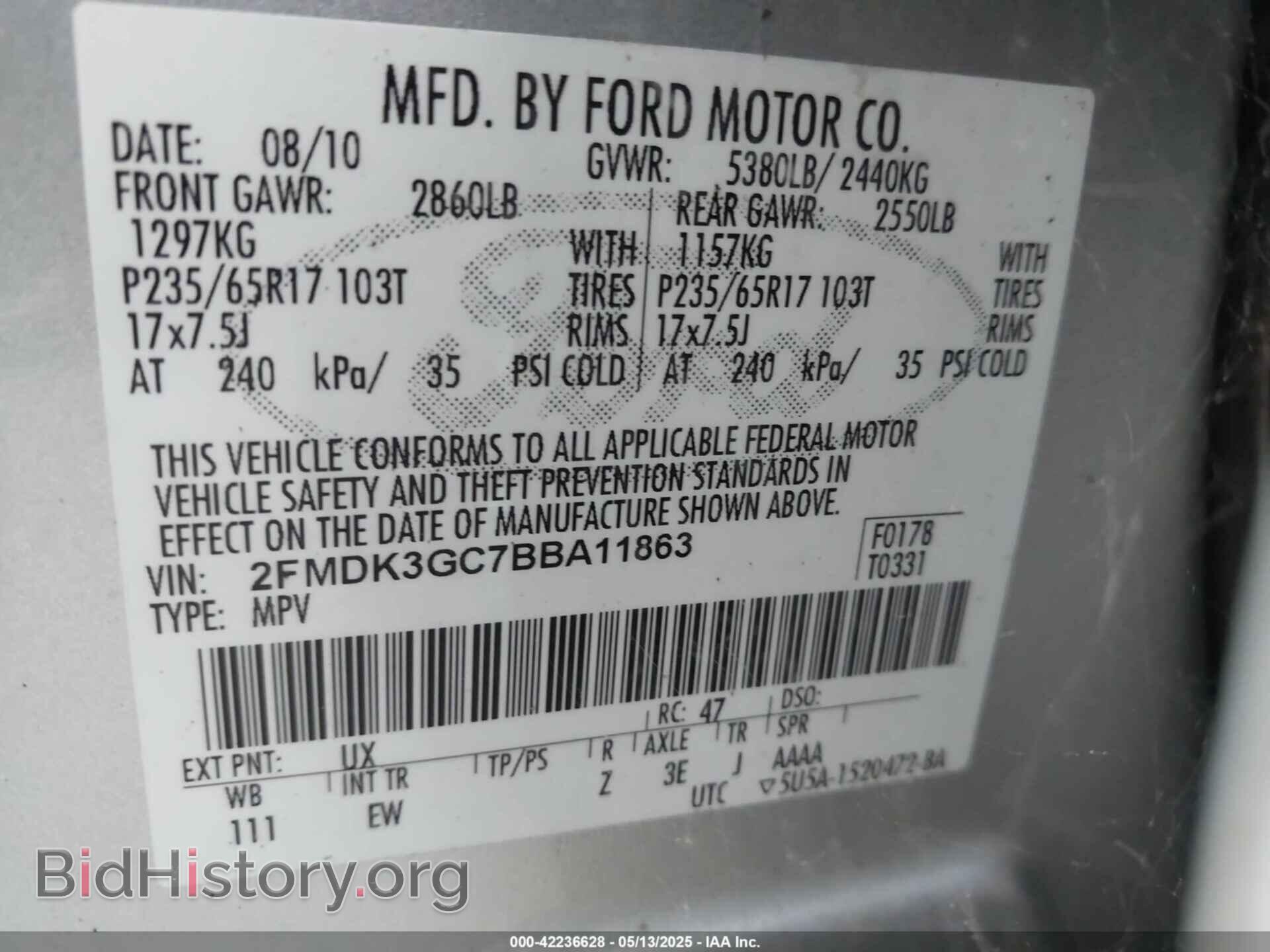 2011 FORD EDGE - VIN: 2FMDK3GC7BBA11863 - Photo 9