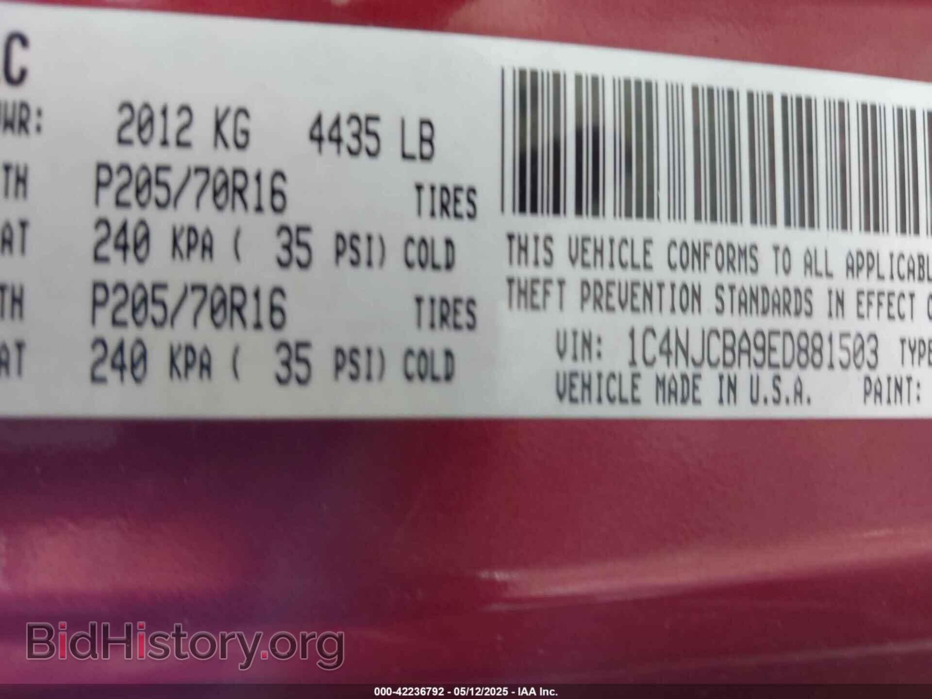 2014 JEEP COMPASS - VIN: 1C4NJCBA9ED881503 - Фото 9