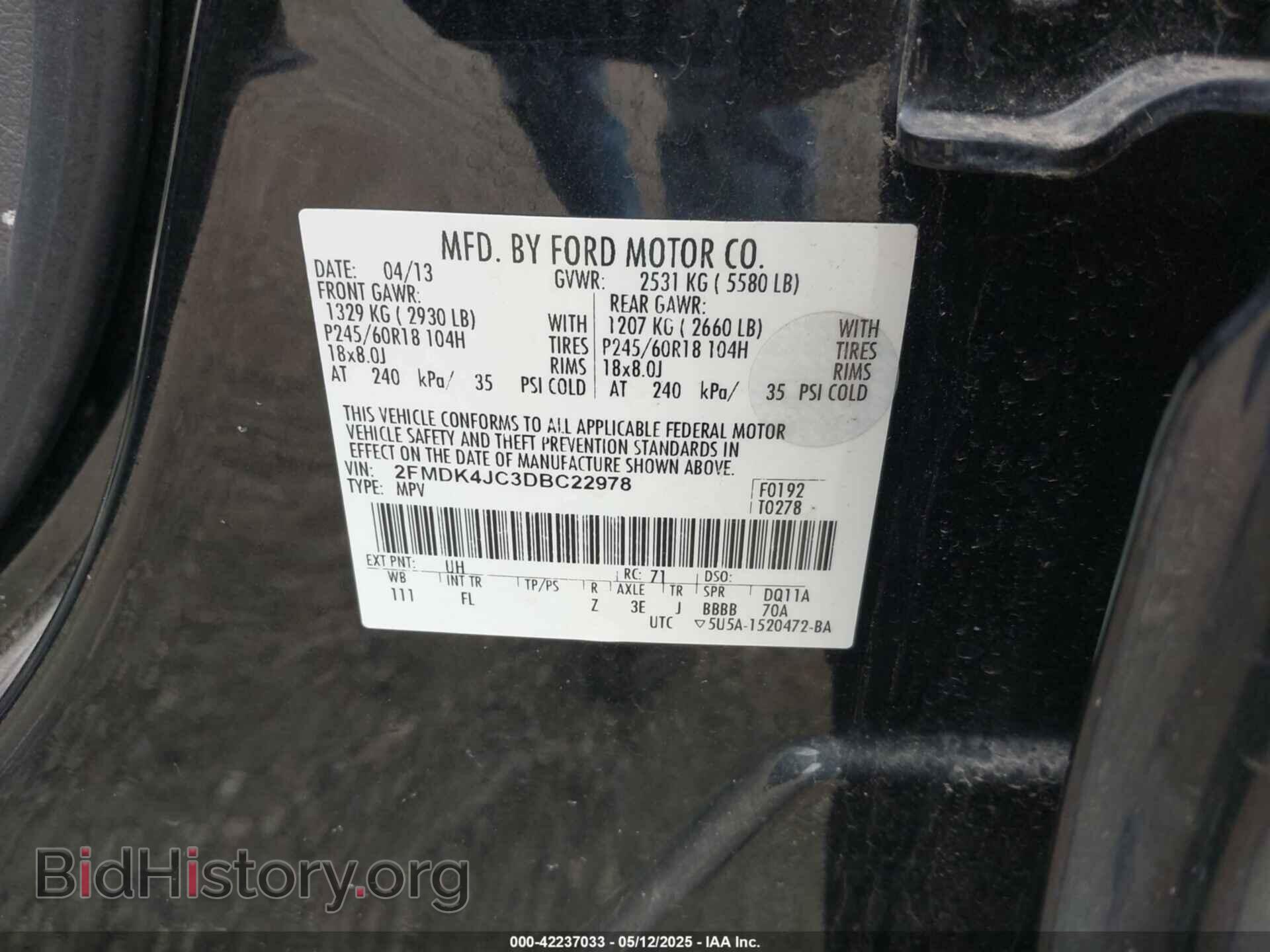 2013 FORD EDGE - VIN: 2FMDK4JC3DBC22978 - Photo 9