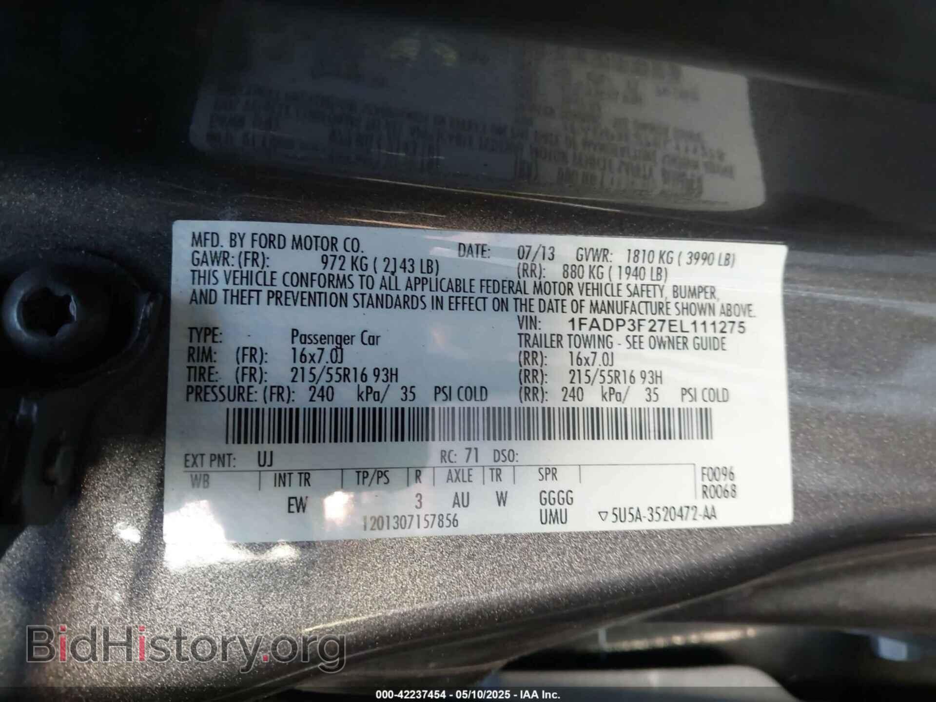 2014 FORD FOCUS - VIN: 1FADP3F27EL111275 - Фото 9