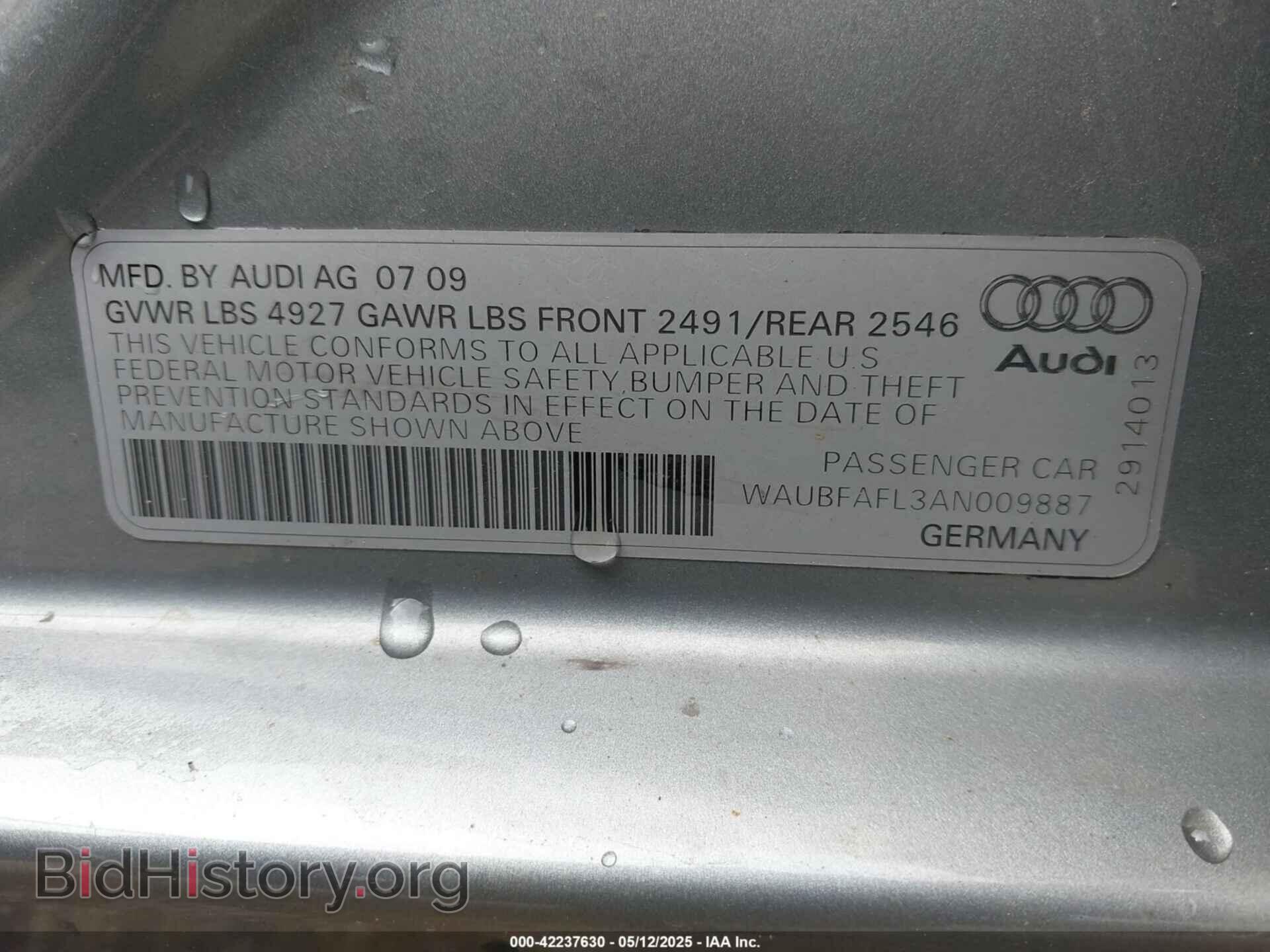 2010 AUDI A4 - VIN: WAUBFAFL3AN009887 - Фото 9