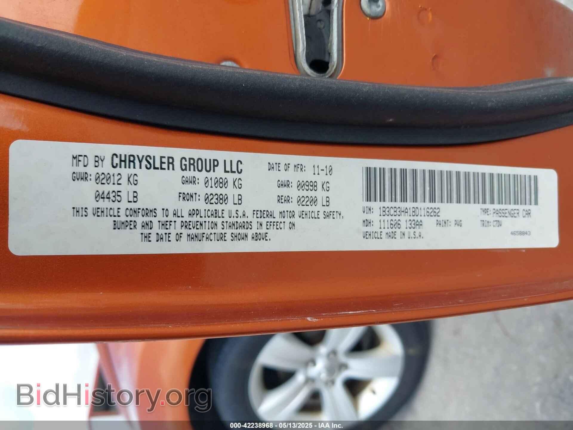 2011 DODGE CALIBER - VIN: 1B3CB3HA1BD116262 - Фото 9