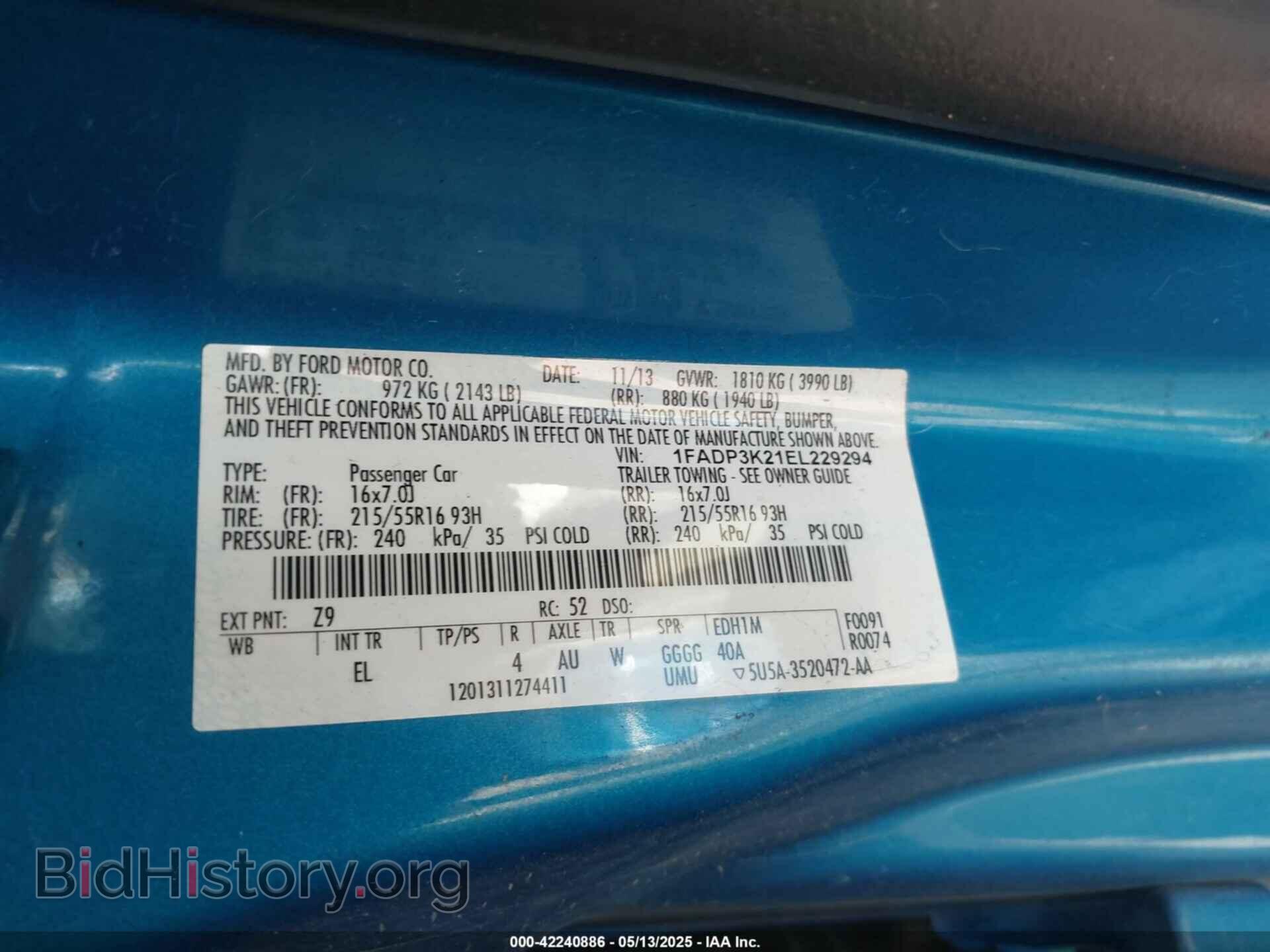 2014 FORD FOCUS - VIN: 1FADP3K21EL229294 - Photo 9