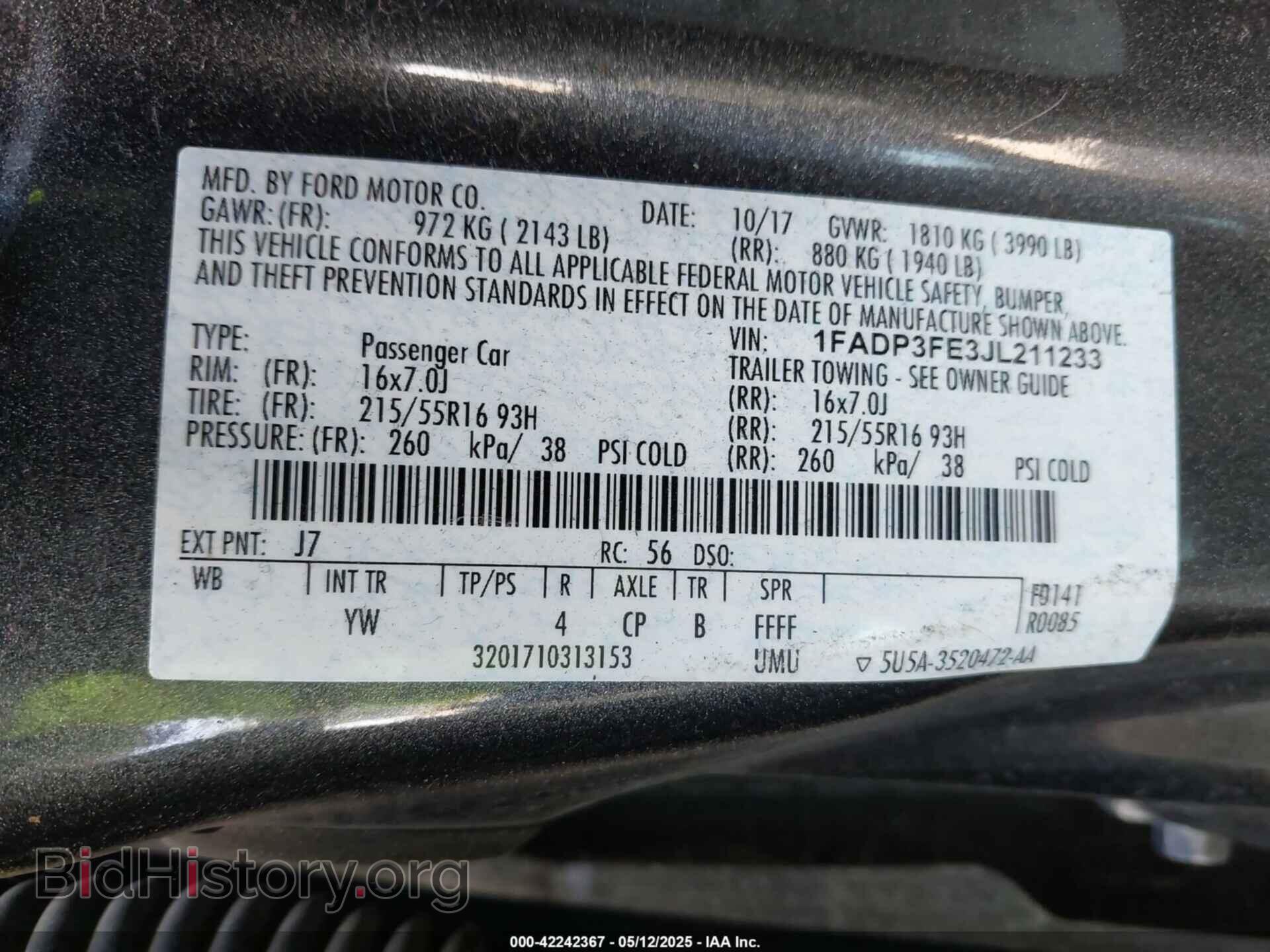 2018 FORD FOCUS - VIN: 1FADP3FE3JL211233 - Фото 9