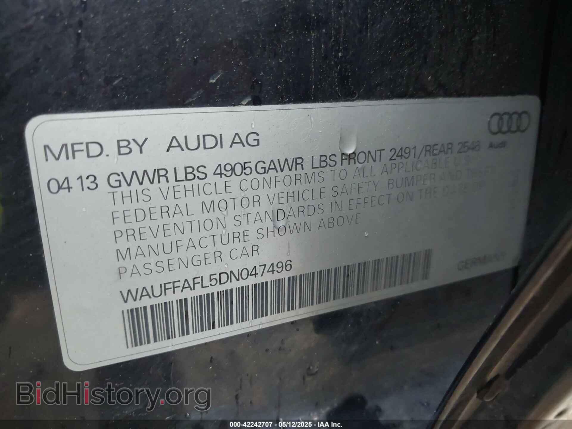 2013 AUDI A4 - VIN: WAUFFAFL5DN047496 - Фото 9