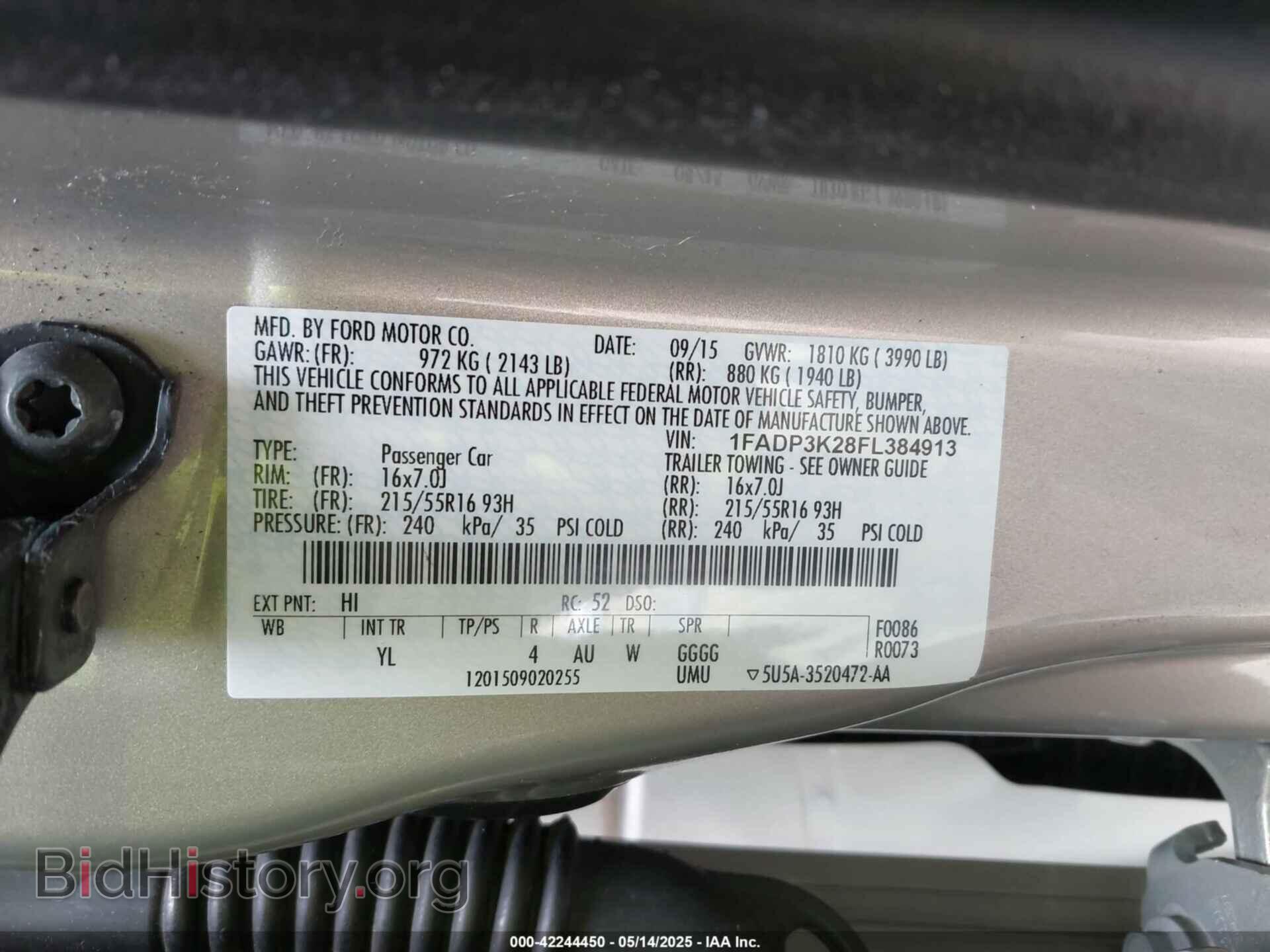 2015 FORD FOCUS - VIN: 1FADP3K28FL384913 - Фото 9