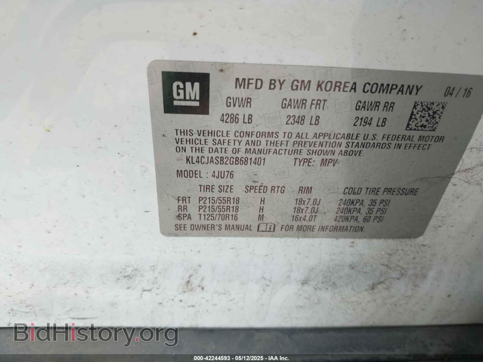 2016 BUICK ENCORE - VIN: KL4CJASB2GB681401 - Фото 9
