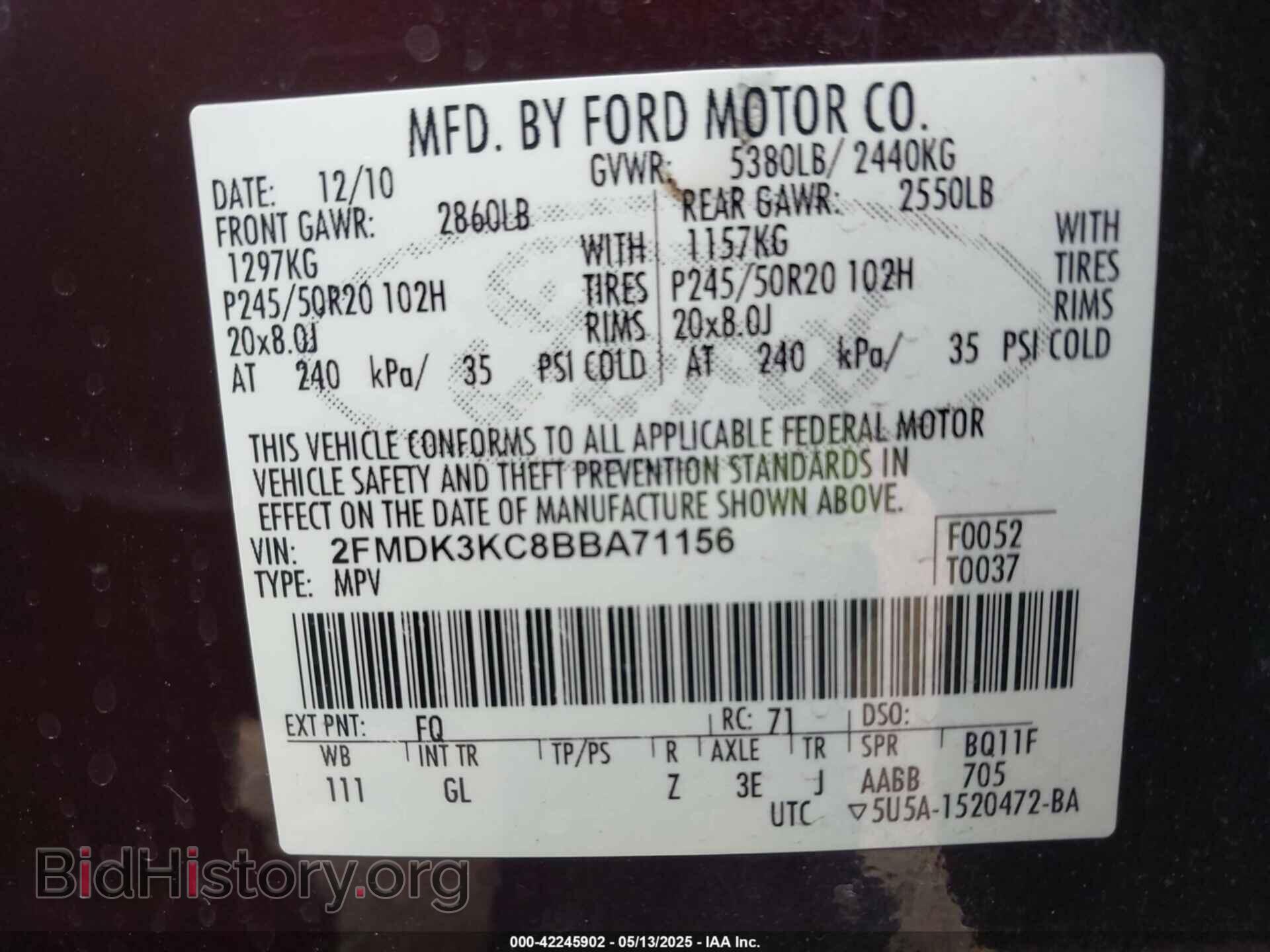 2011 FORD EDGE - VIN: 2FMDK3KC8BBA71156 - Photo 9
