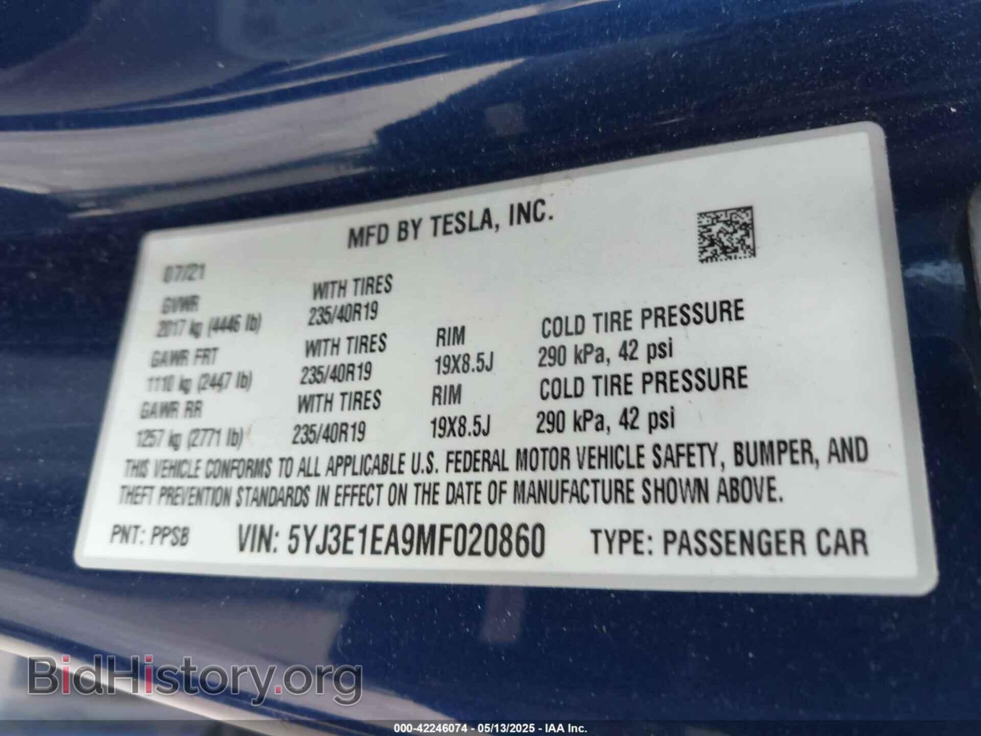 2021 TESLA MODEL 3 - VIN: 5YJ3E1EA9MF020860 - Фото 9