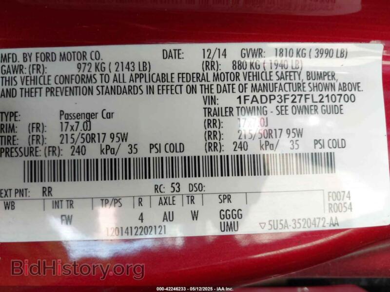 2015 Ford FOCUS (VIN 1FADP3F27FL210700) — фото 9 из 17