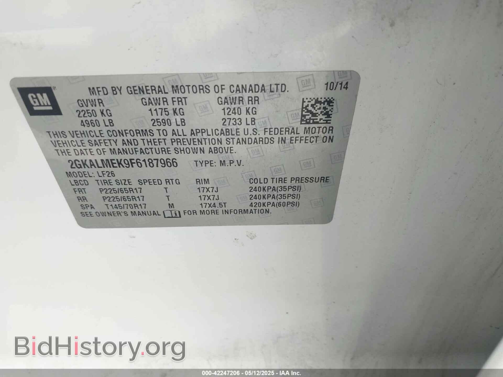 2015 GMC TERRAIN - VIN: 2GKALMEK9F6187966 - Photo 9