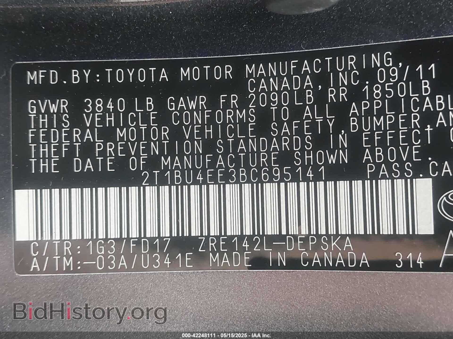 2011 TOYOTA COROLLA - VIN: 2T1BU4EE3BC695141 - Фото 9
