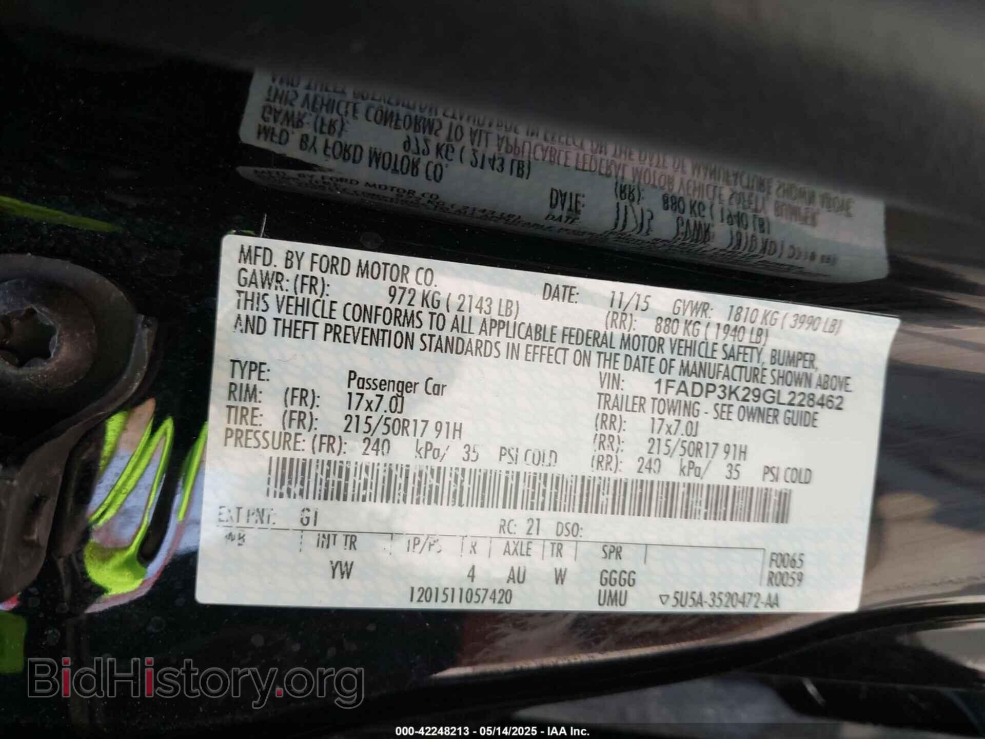 2016 FORD FOCUS - VIN: 1FADP3K29GL228462 - Фото 9
