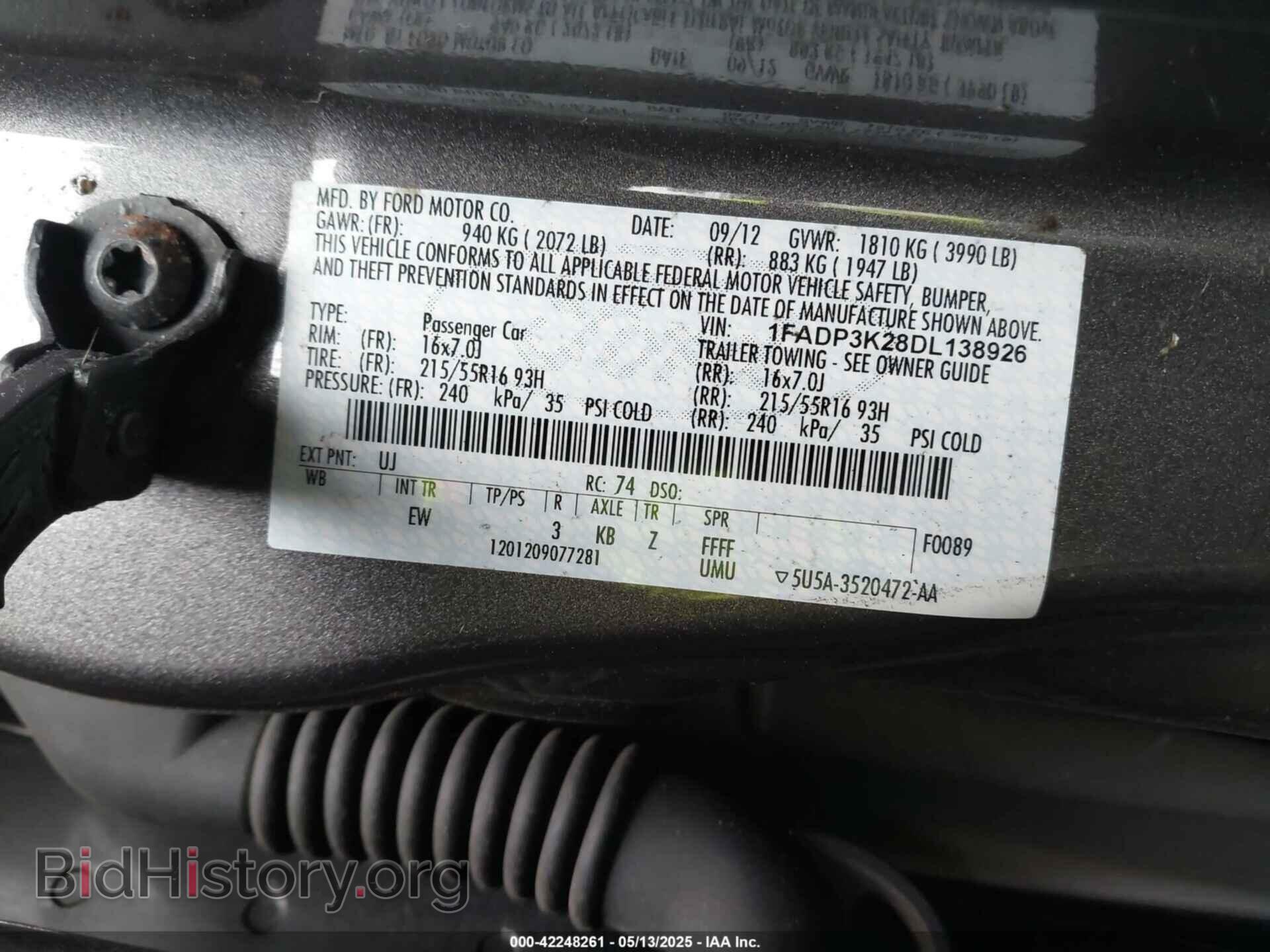 2013 FORD FOCUS - VIN: 1FADP3K28DL138926 - Фото 9