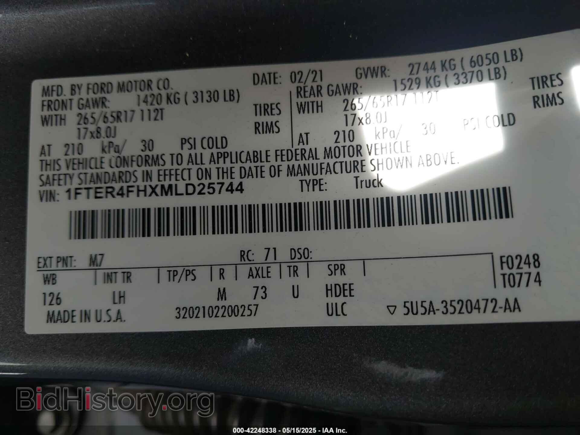 2021 FORD RANGER - VIN: 1FTER4FHXMLD25744 - Фото 9