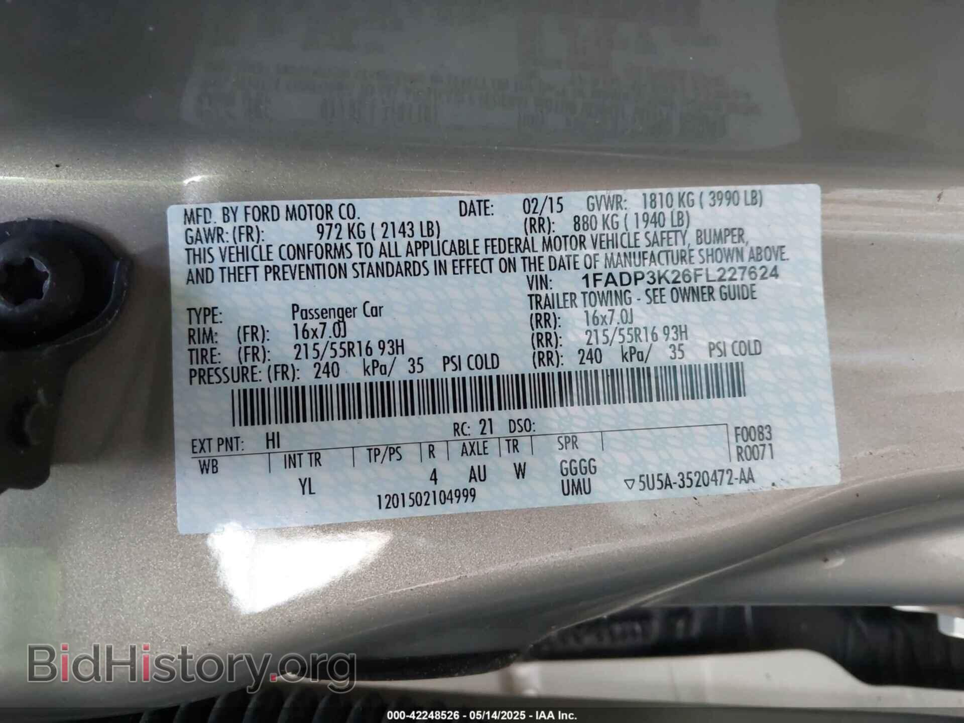 2015 FORD FOCUS - VIN: 1FADP3K26FL227624 - Фото 9
