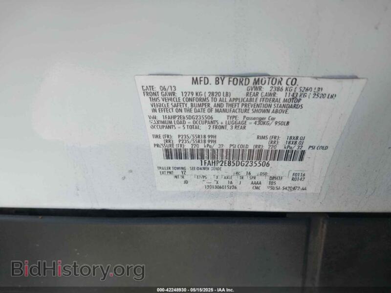 2013 Ford TAURUS (VIN 1FAHP2E85DG235506) — photo 9 of 12