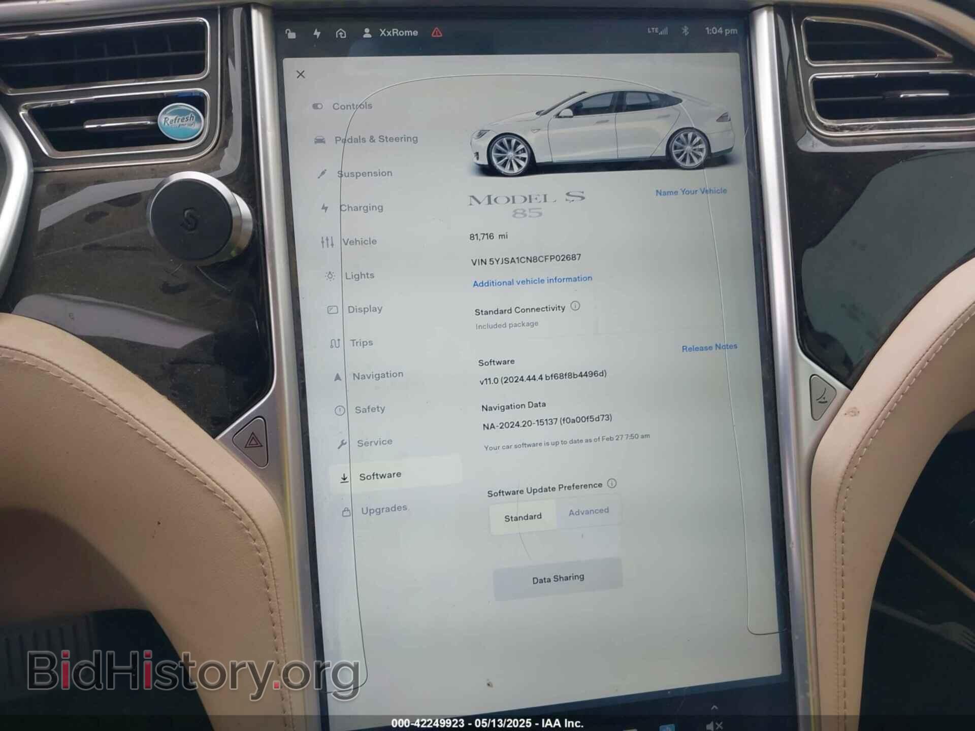 2012 TESLA MODEL S - VIN: 5YJSA1CN8CFP02687 - Фото 7