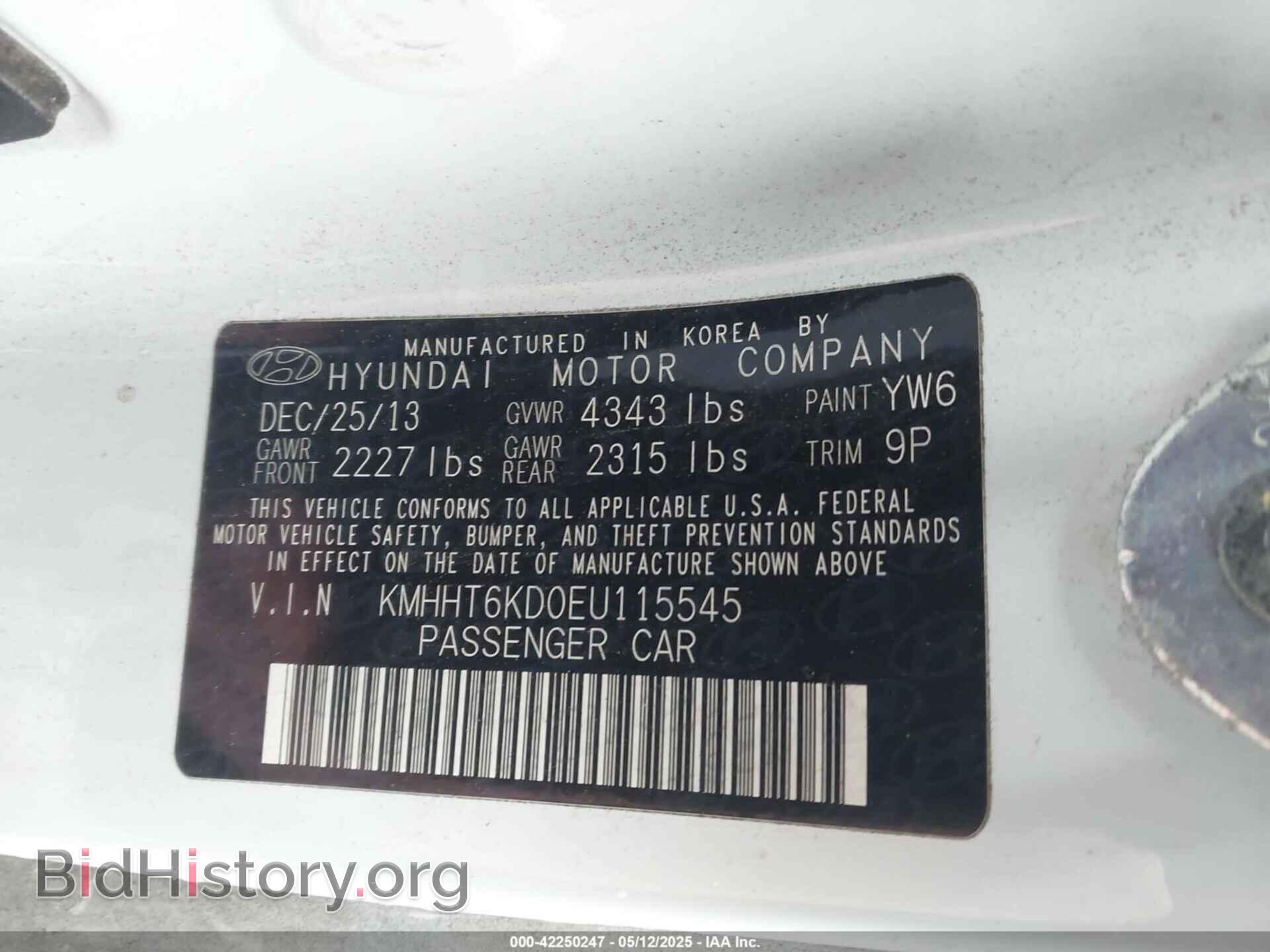 2014 HYUNDAI GENESIS - VIN: KMHHT6KD0EU115545 - Фото 9