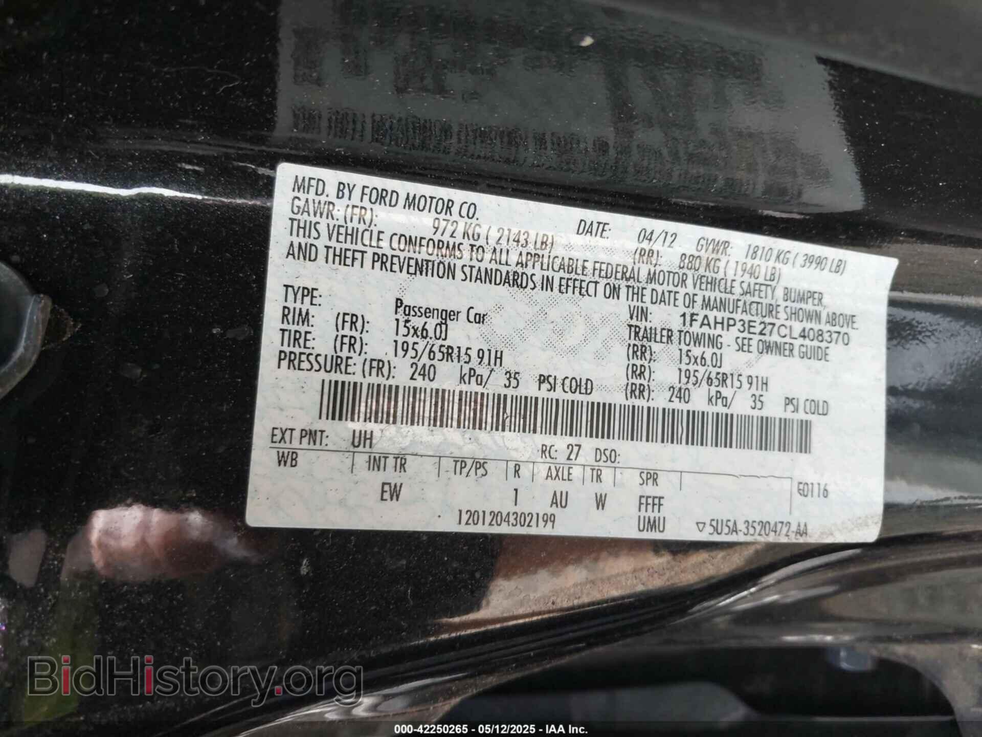 2012 FORD FOCUS - VIN: 1FAHP3E27CL408370 - Фото 9