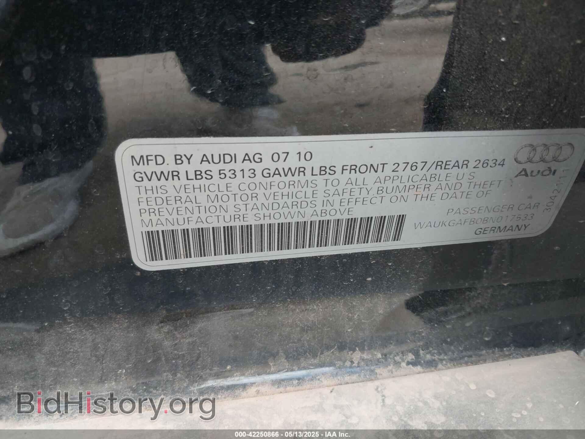 2011 AUDI A6 - VIN: WAUKGAFB0BN017533 - Фото 9