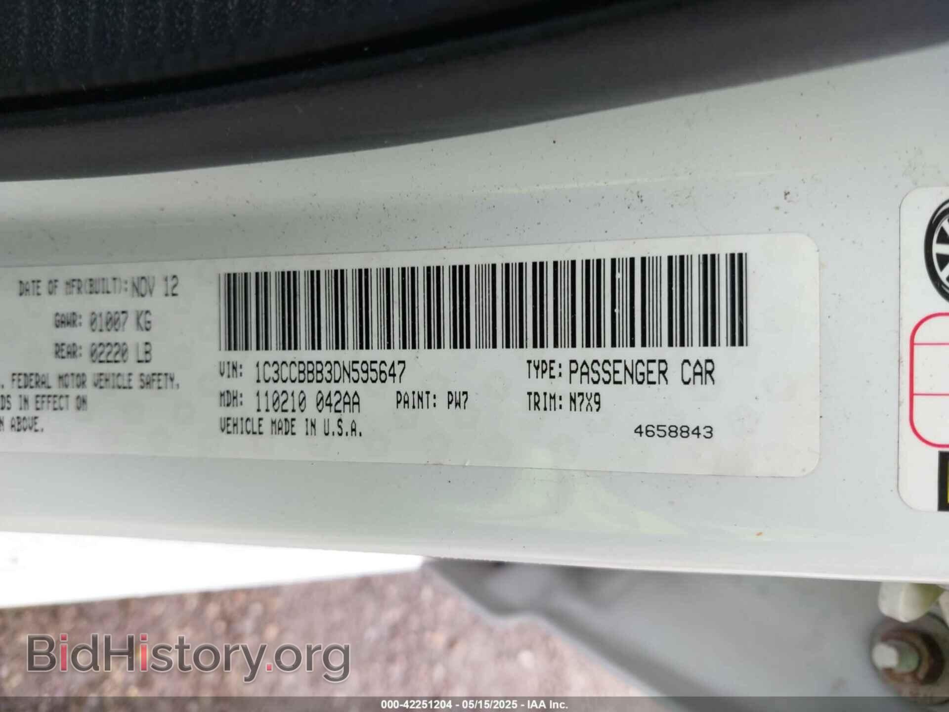 2013 CHRYSLER 200 - VIN: 1C3CCBBB3DN595647 - Фото 9