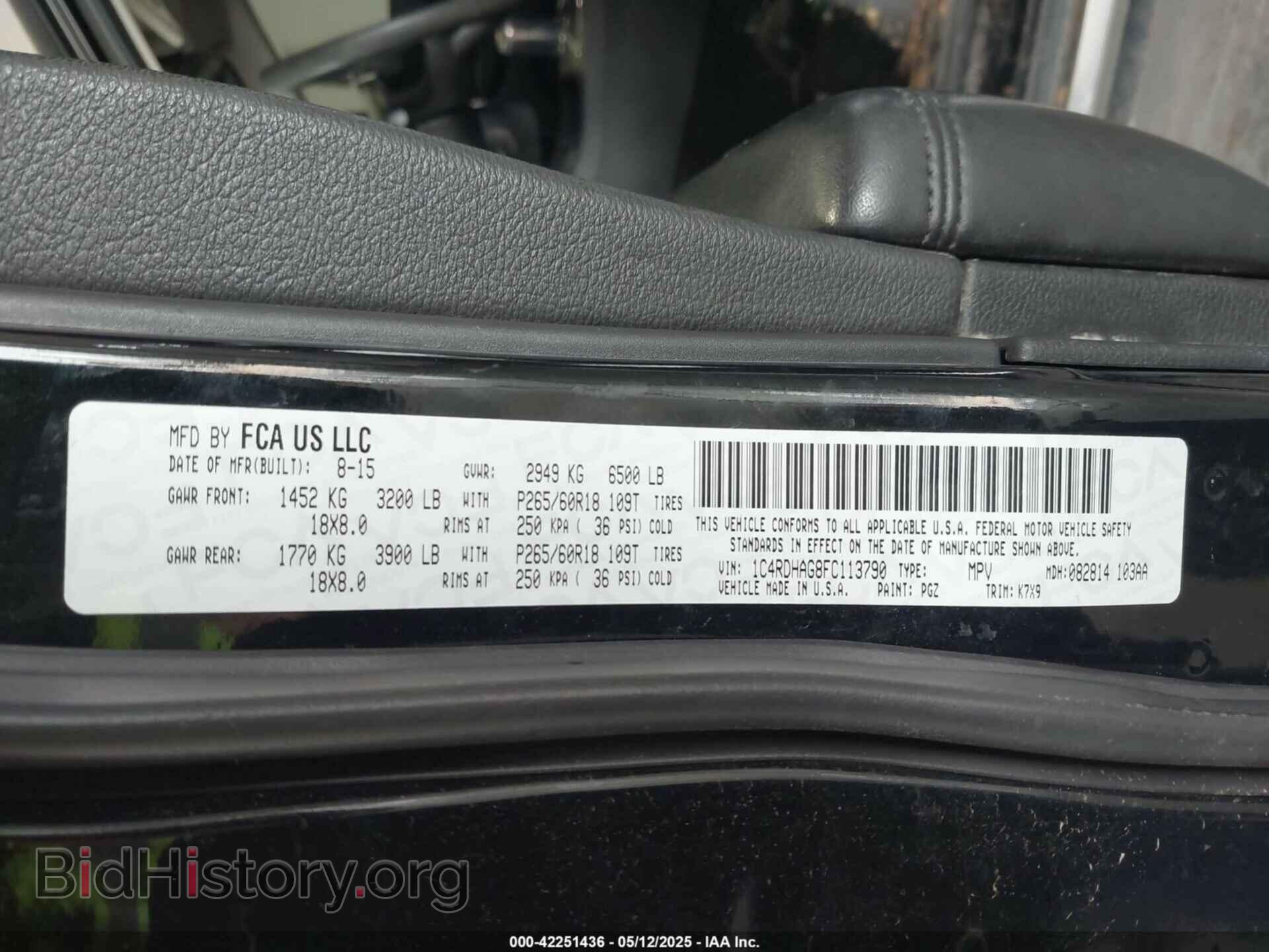 2015 DODGE DURANGO - VIN: 1C4RDHAG8FC113790 - Photo 9