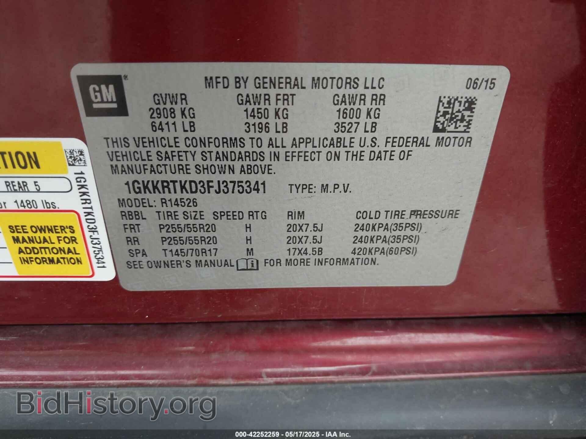 2015 GMC ACADIA - VIN: 1GKKRTKD3FJ375341 - Photo 9